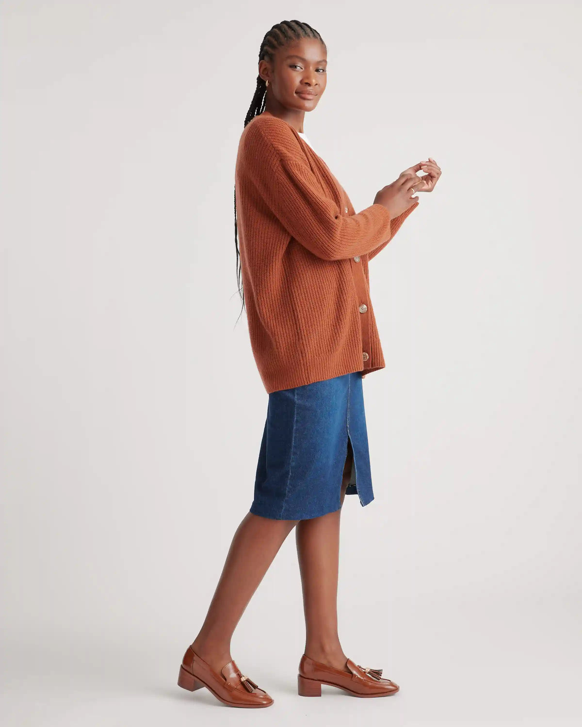 Mongolian Spring Cashmere Oversized Boyfriend Cardigan Sweater