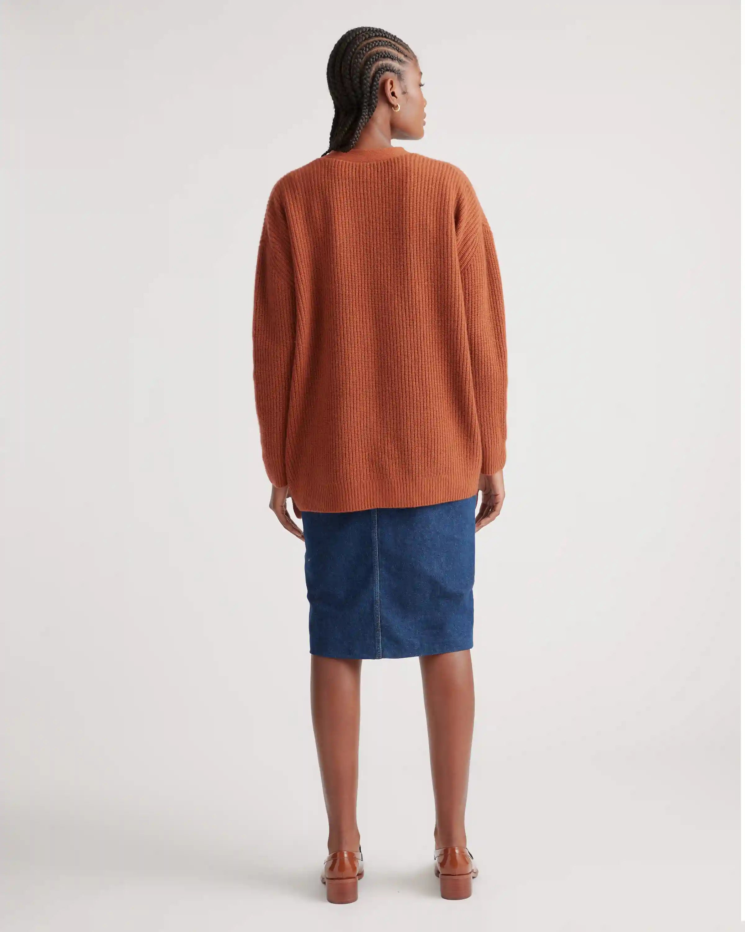 Mongolian Cashmere Oversized Boyfriend Cardigan Sweater