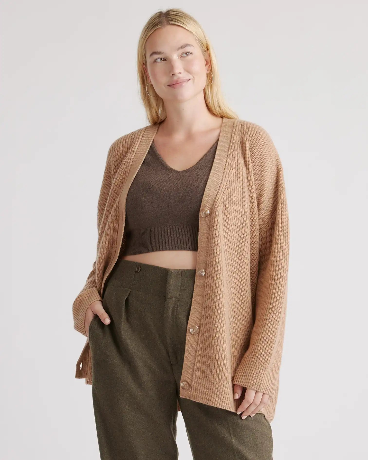 Mongolian Spring Cashmere Oversized Boyfriend Cardigan Sweater
