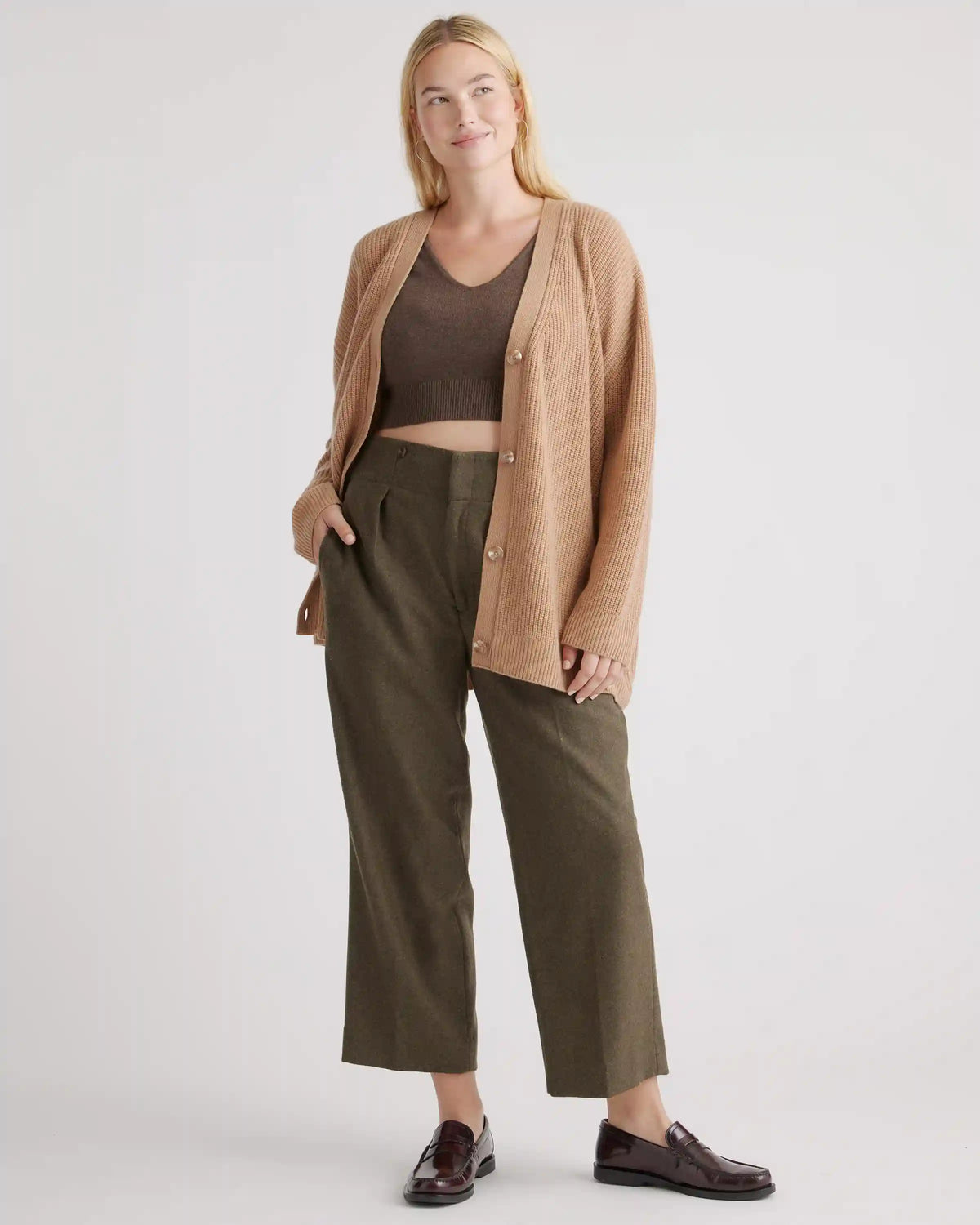 Mongolian Cashmere Oversized Boyfriend Cardigan Sweater
