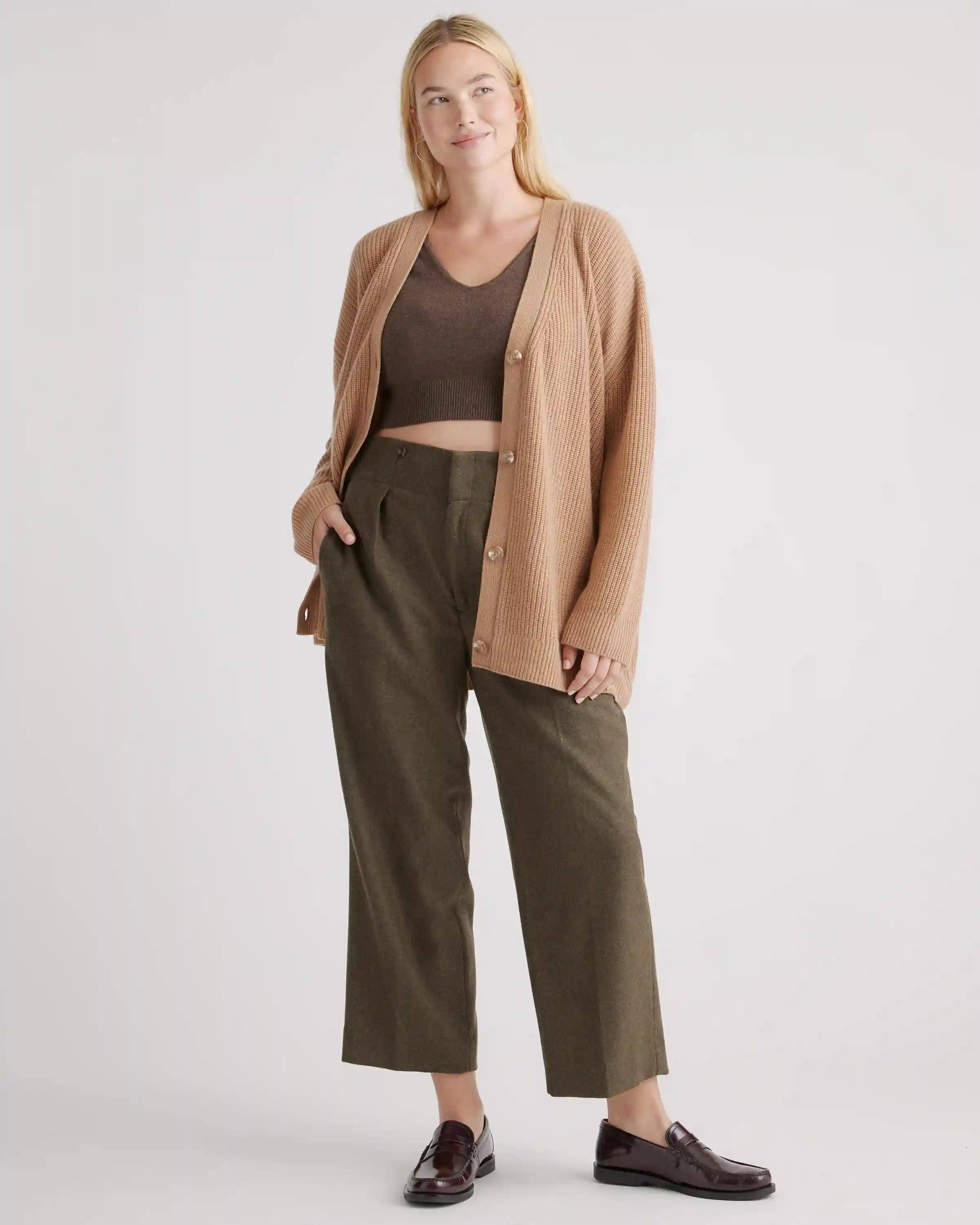 Mongolian Spring Cashmere Oversized Boyfriend Cardigan Sweater