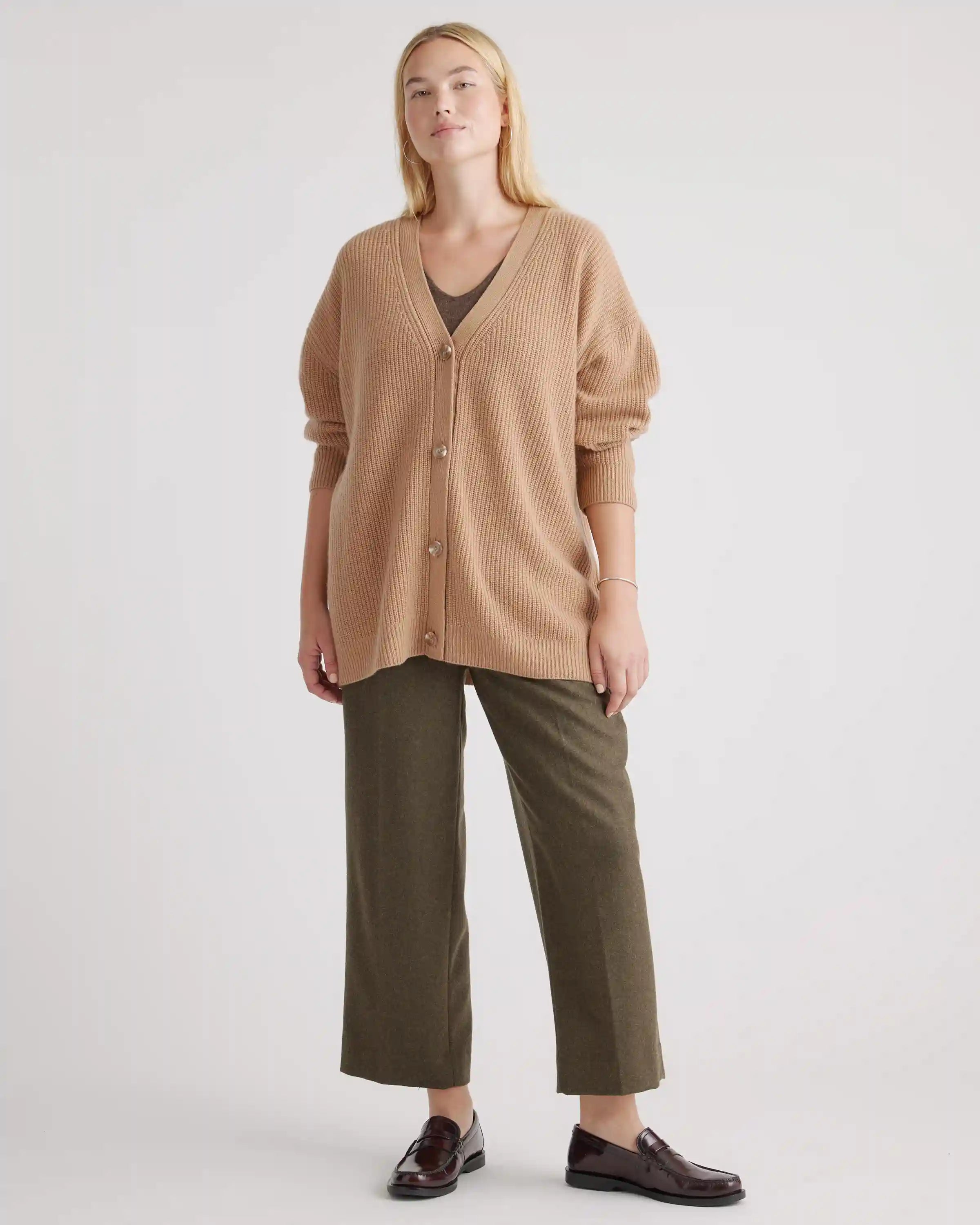 Mongolian Cashmere Oversized Boyfriend Cardigan Sweater