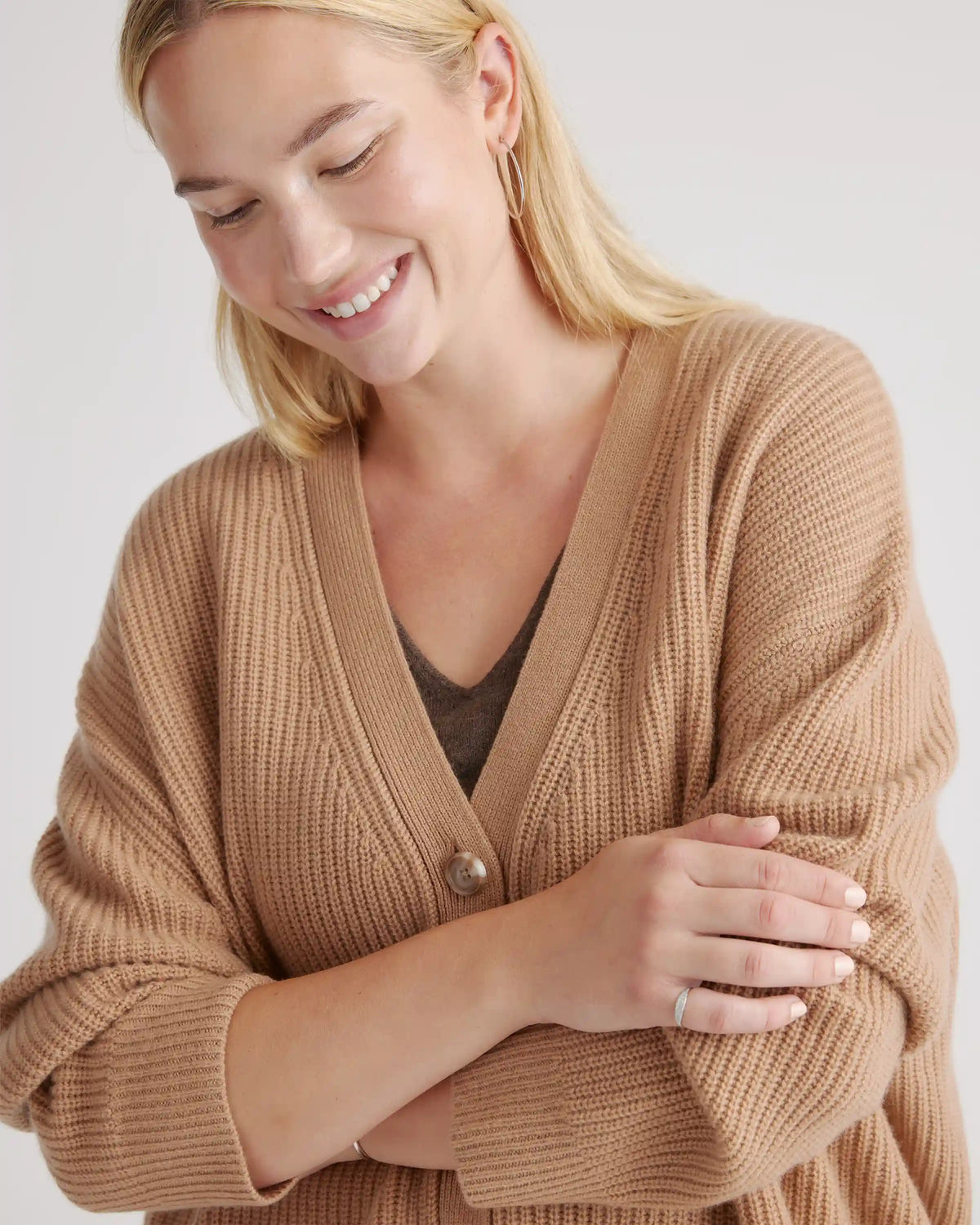 Mongolian Cashmere Oversized Boyfriend Cardigan Sweater