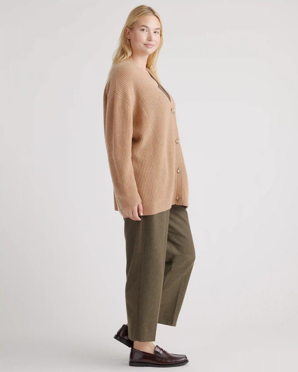 Mongolian Spring Cashmere Oversized Boyfriend Cardigan Sweater
