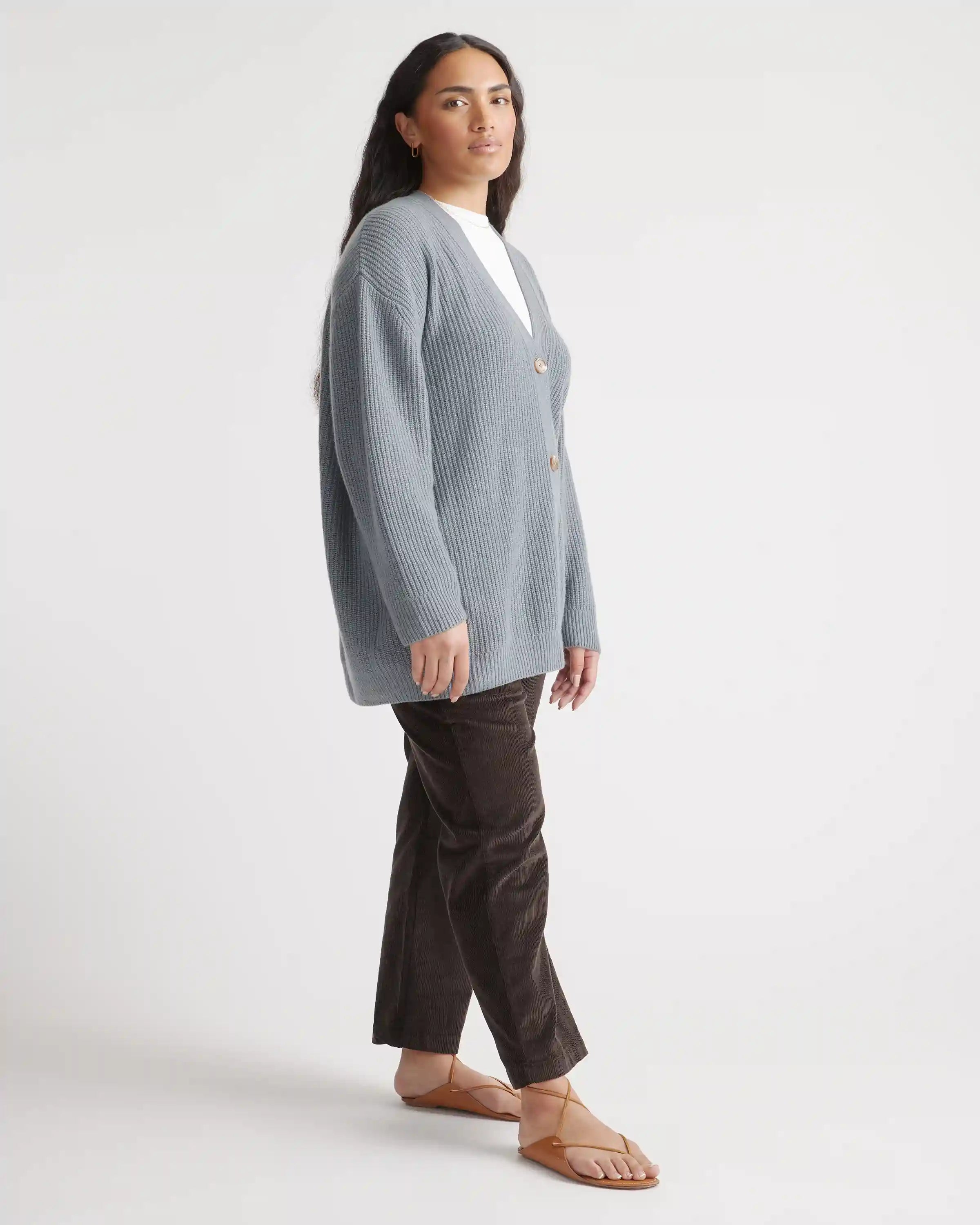 Mongolian Spring Cashmere Oversized Boyfriend Cardigan Sweater