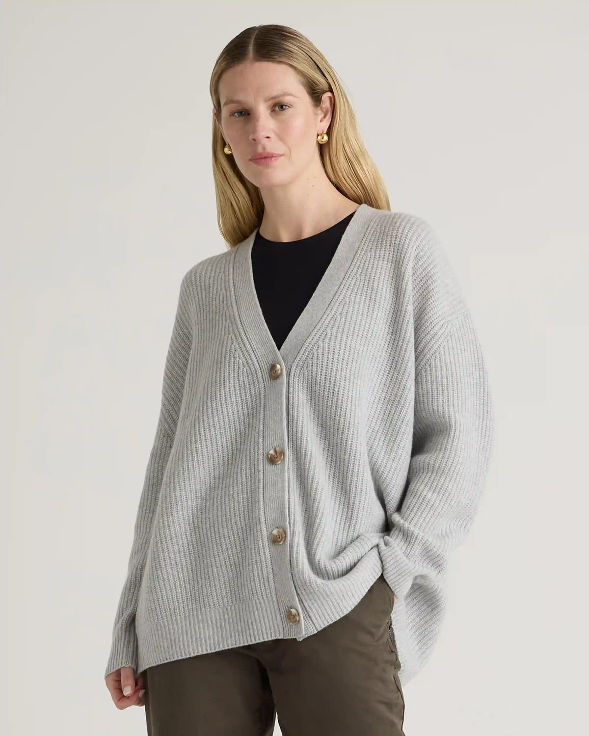 Mongolian Spring Cashmere Oversized Boyfriend Cardigan Sweater