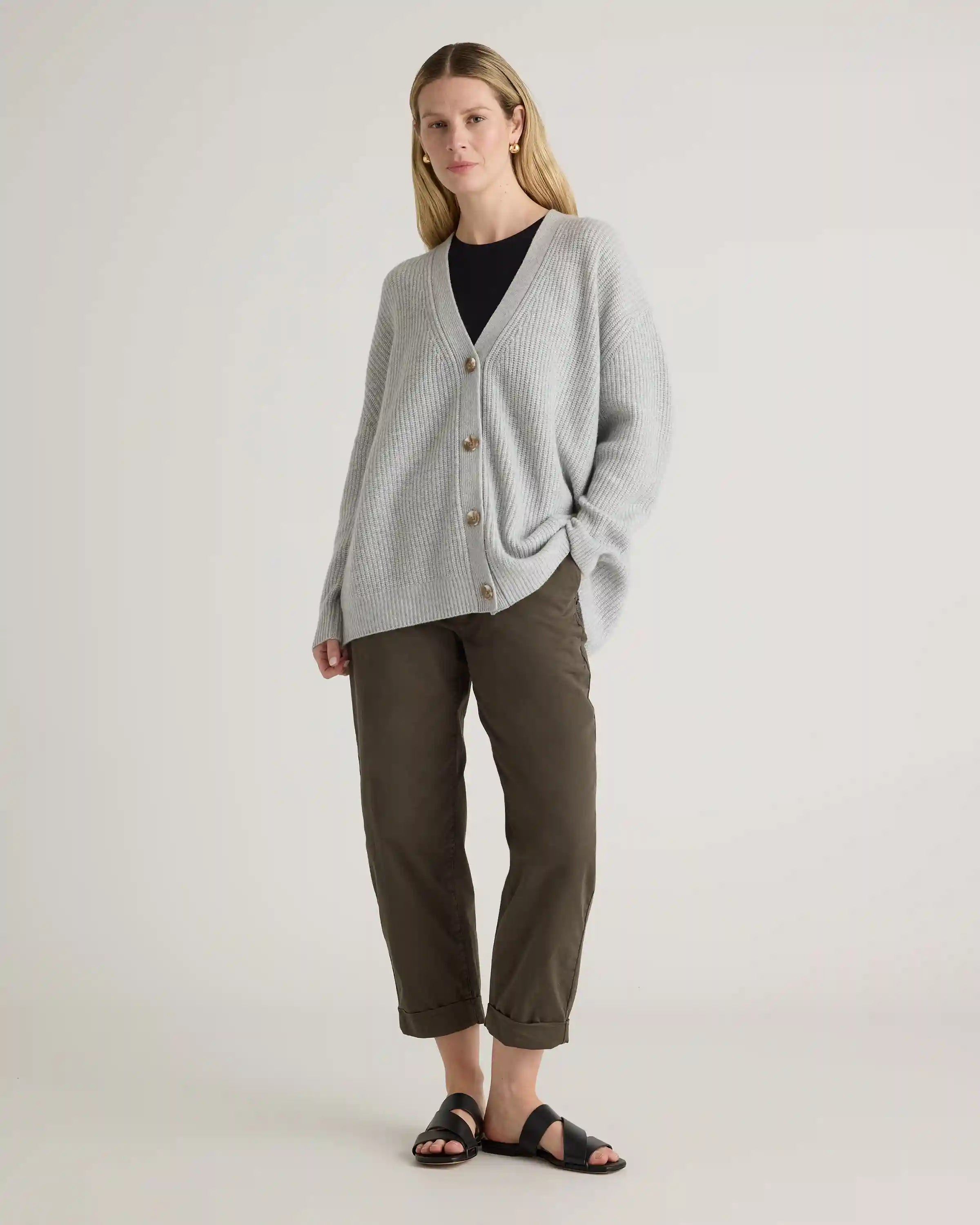 Mongolian Spring Cashmere Oversized Boyfriend Cardigan Sweater