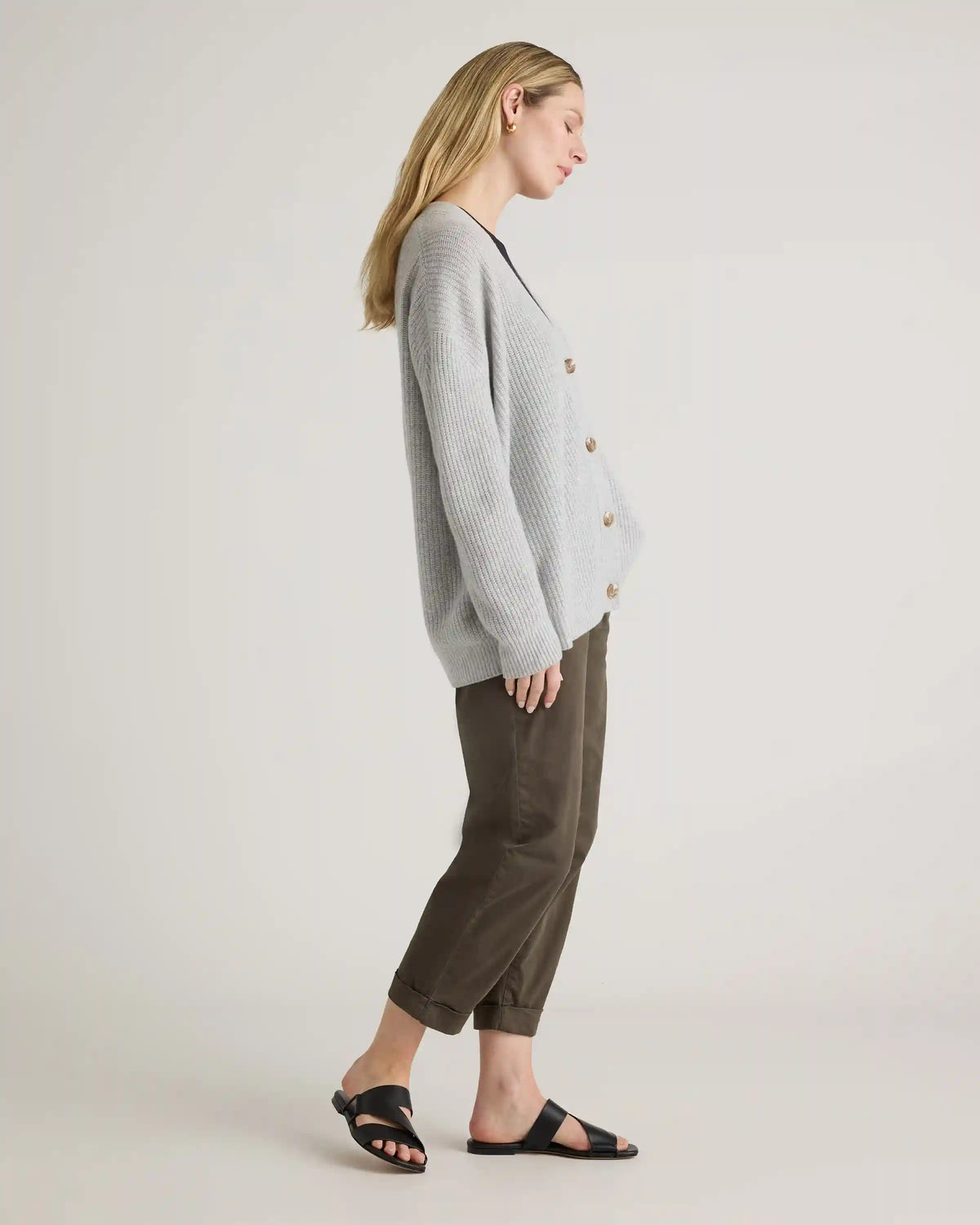 Mongolian Spring Cashmere Oversized Boyfriend Cardigan Sweater