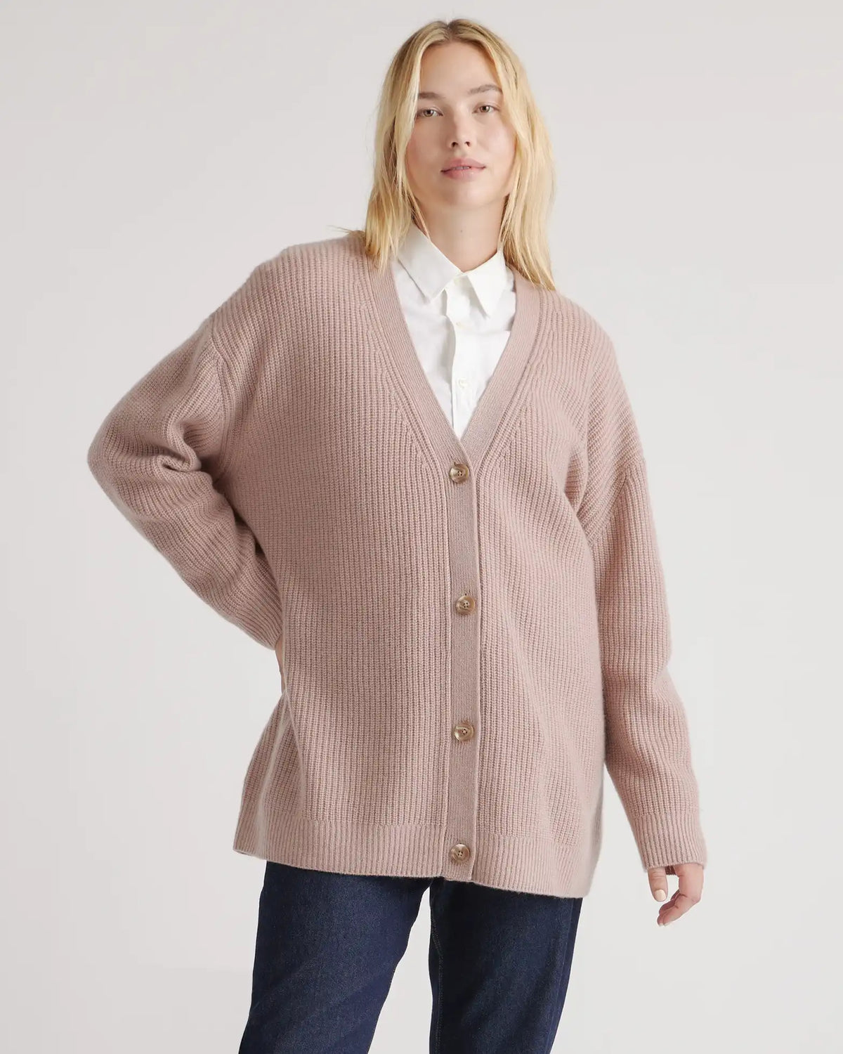 Mongolian Spring Cashmere Oversized Boyfriend Cardigan Sweater