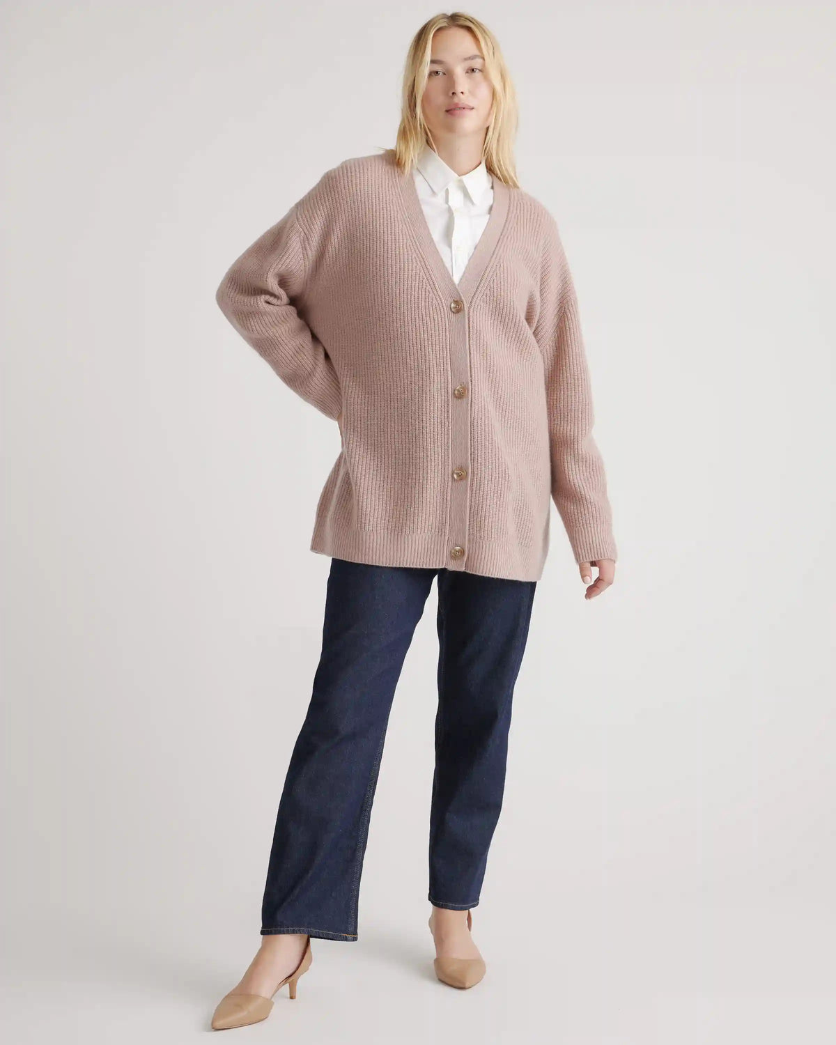 Mongolian Spring Cashmere Oversized Boyfriend Cardigan Sweater