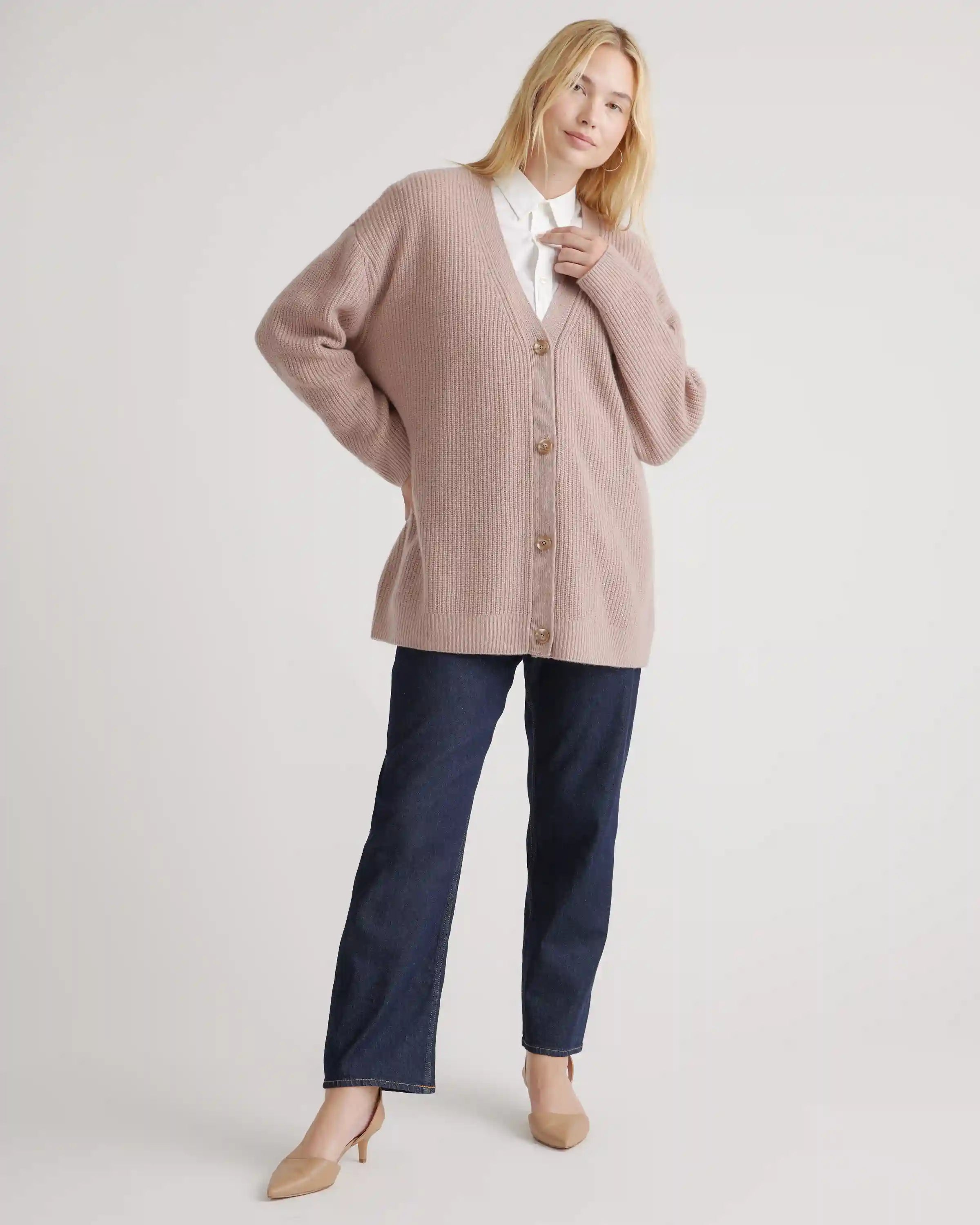 Mongolian Spring Cashmere Oversized Boyfriend Cardigan Sweater