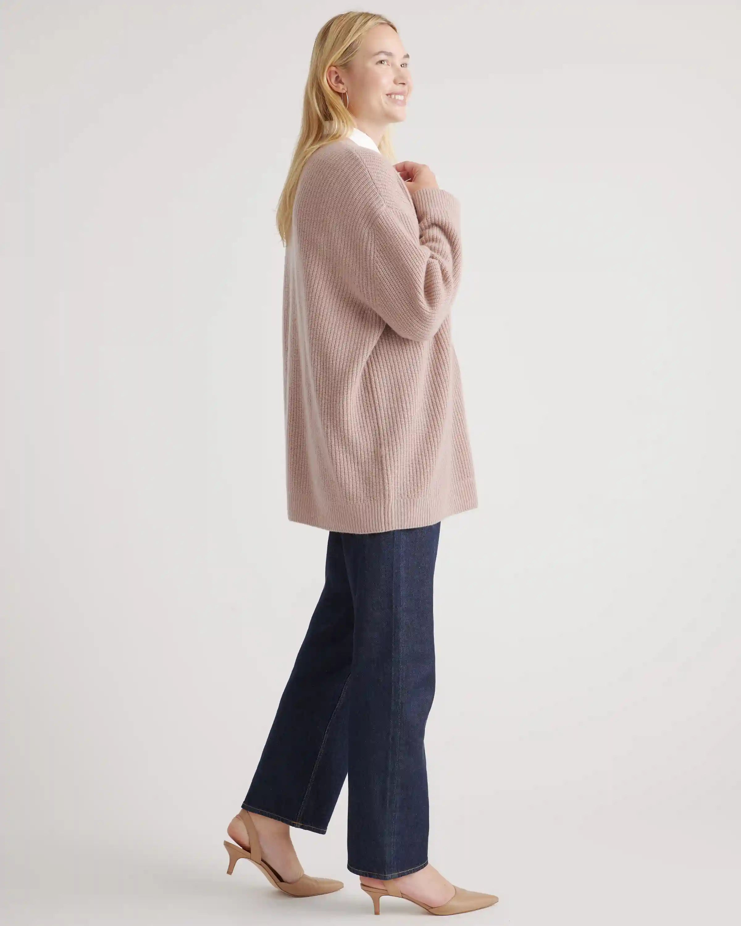 Mongolian Spring Cashmere Oversized Boyfriend Cardigan Sweater