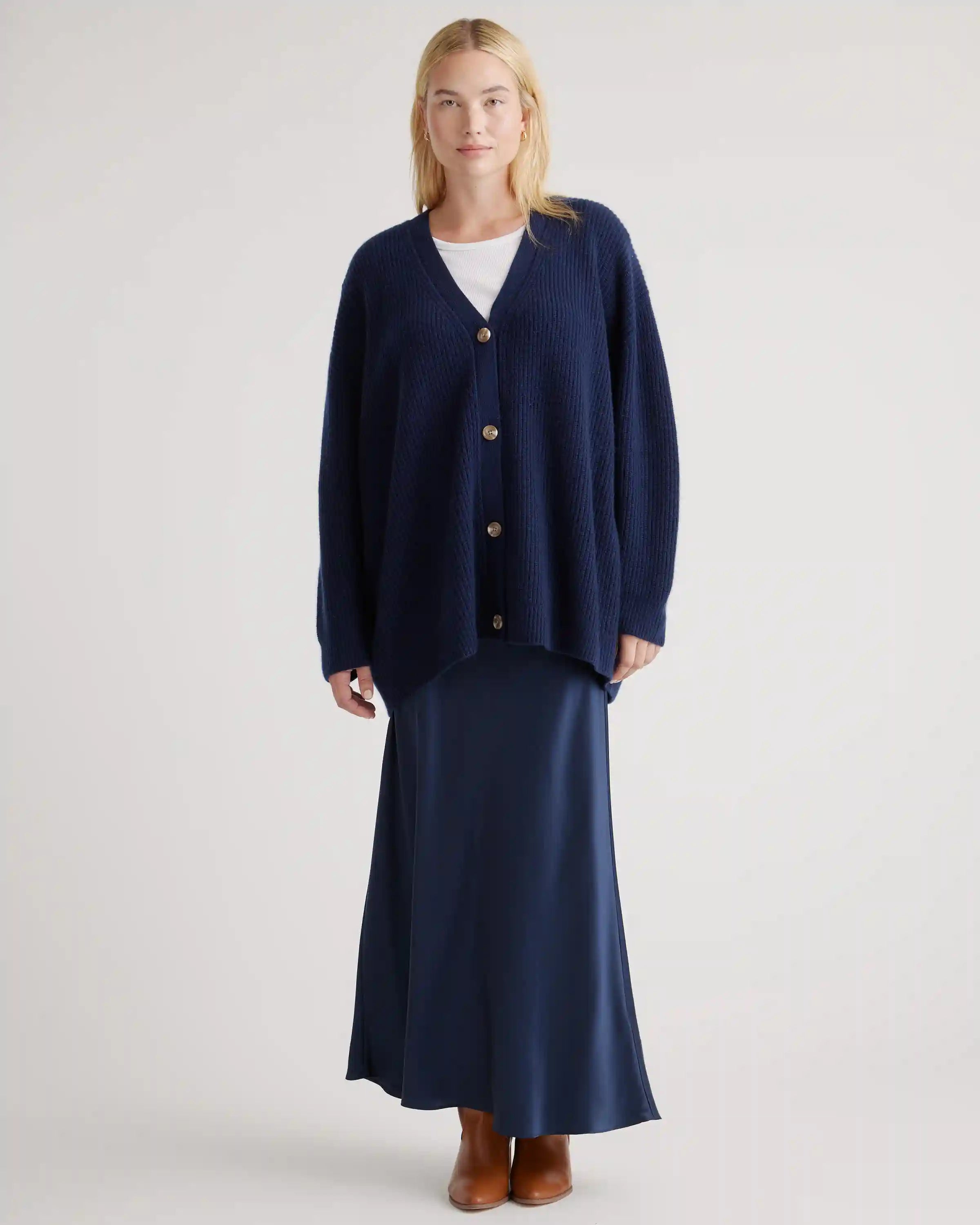 Mongolian Cashmere Oversized Boyfriend Cardigan Sweater