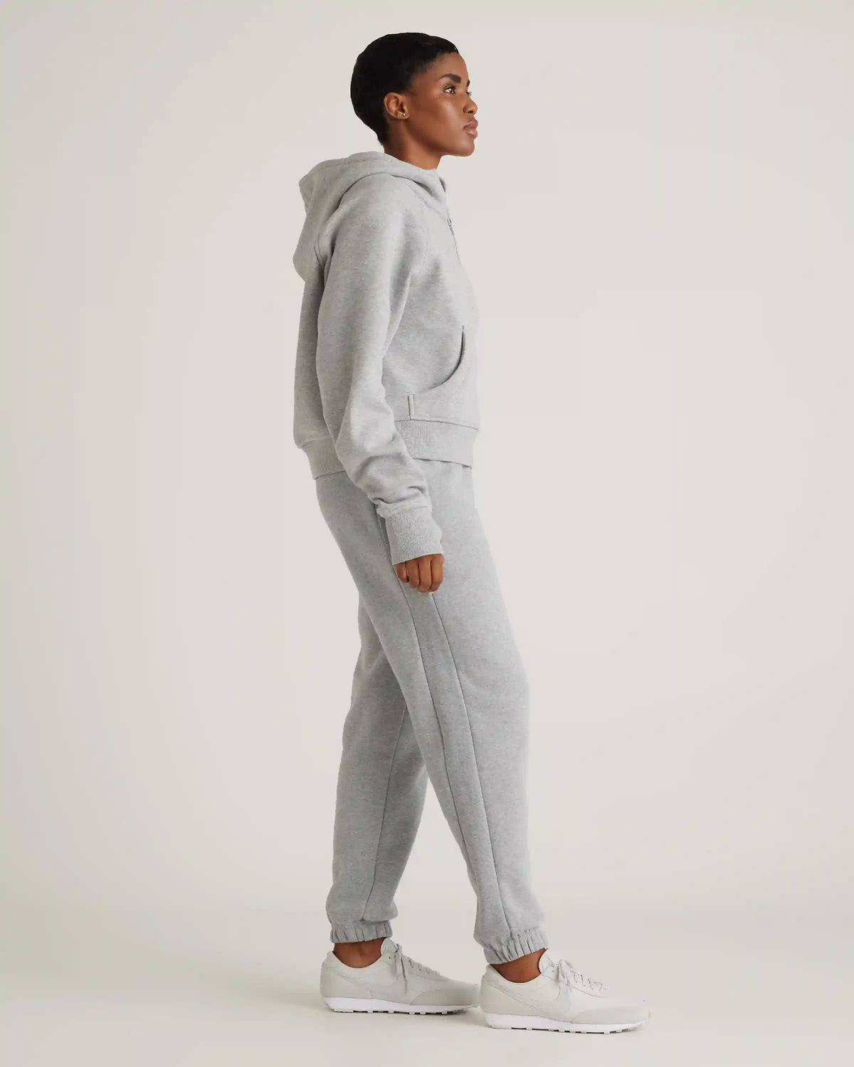 Organic Heavyweight Fleece Cropped Half Zip Hoodie