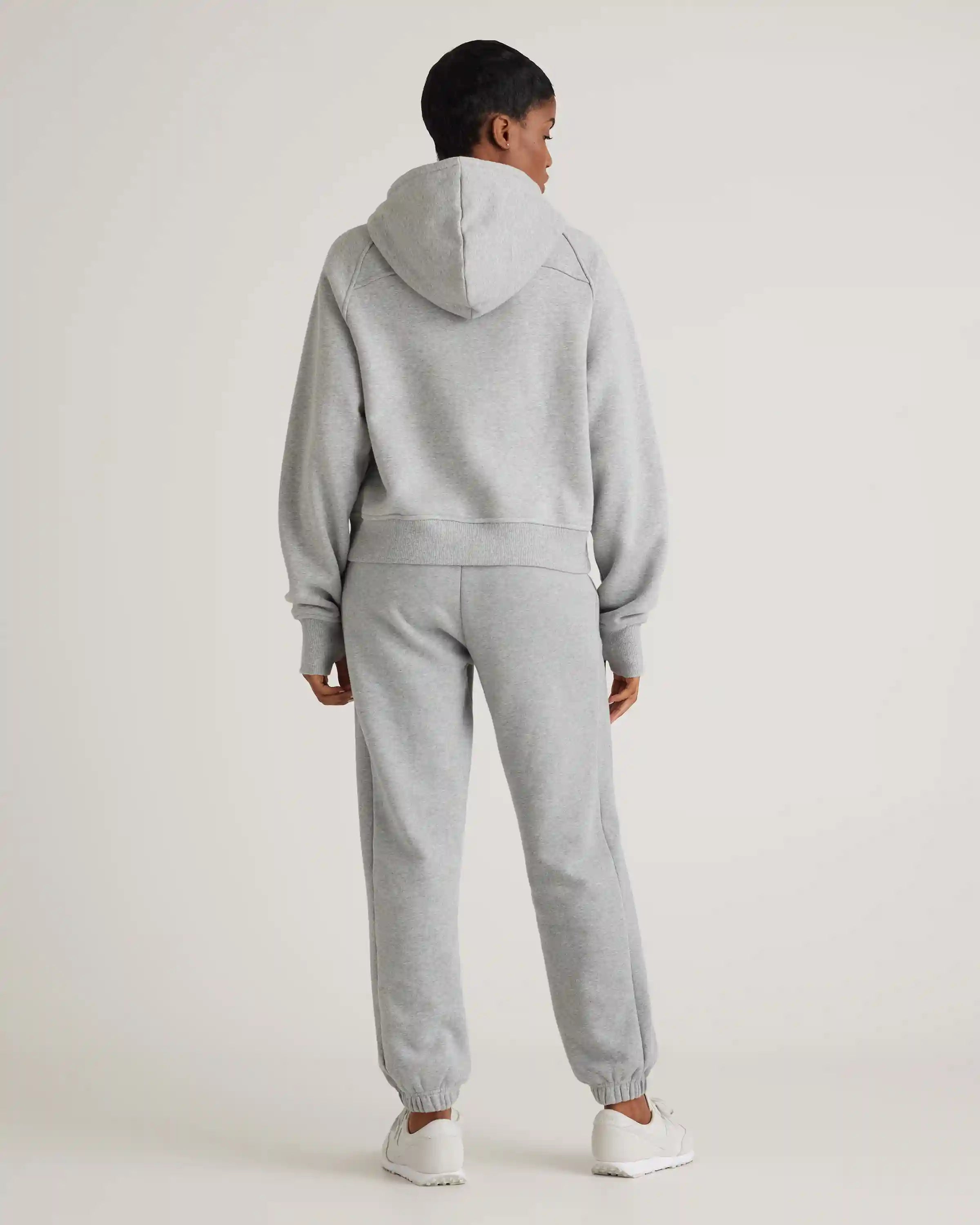 Organic Heavyweight Fleece Cropped Half Zip Hoodie