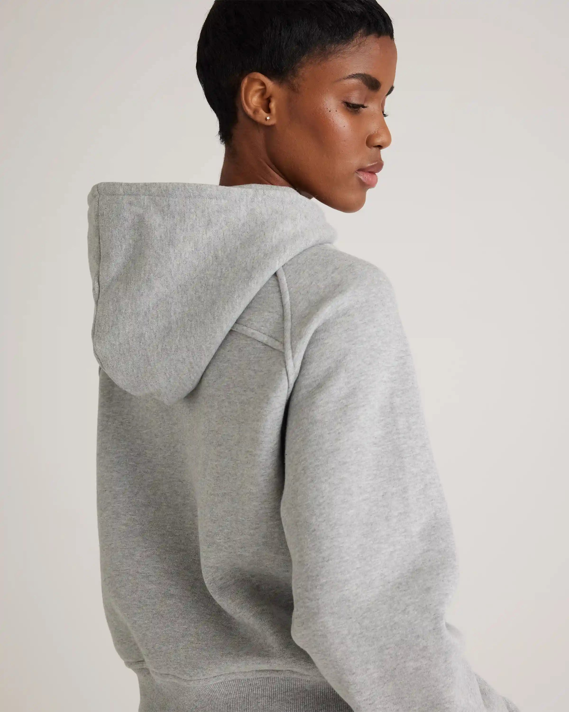 Organic Heavyweight Fleece Cropped Half Zip Hoodie