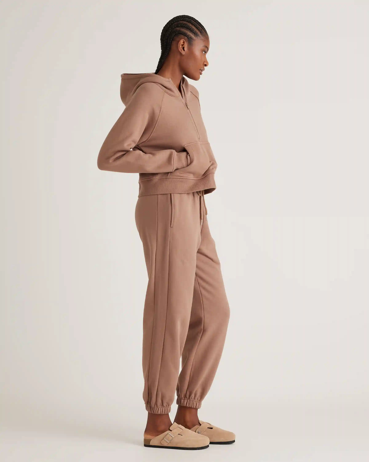 Organic Heavyweight Fleece Cropped Half Zip Hoodie