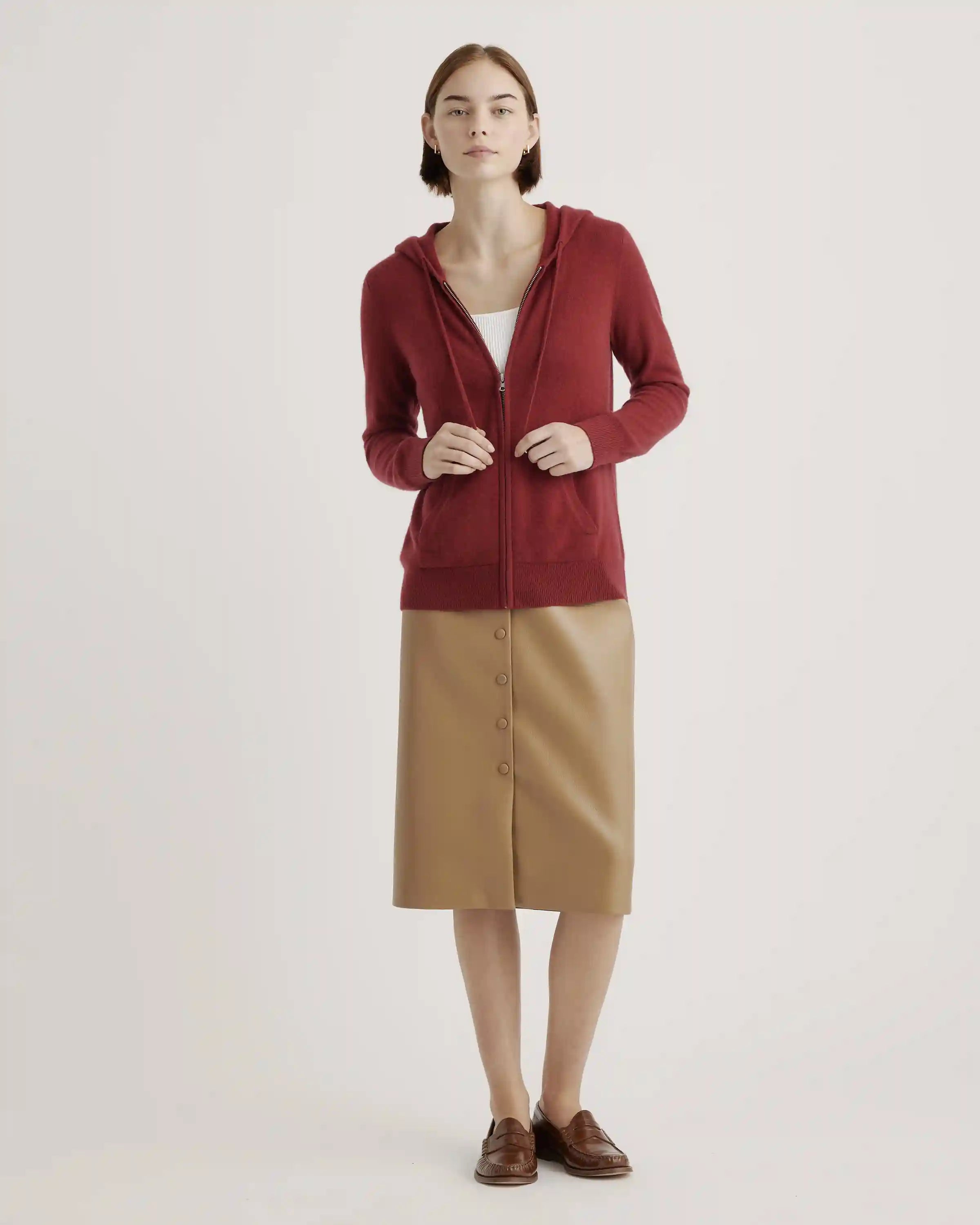 Mongolian Spring Cashmere Full-Zip Hoodie