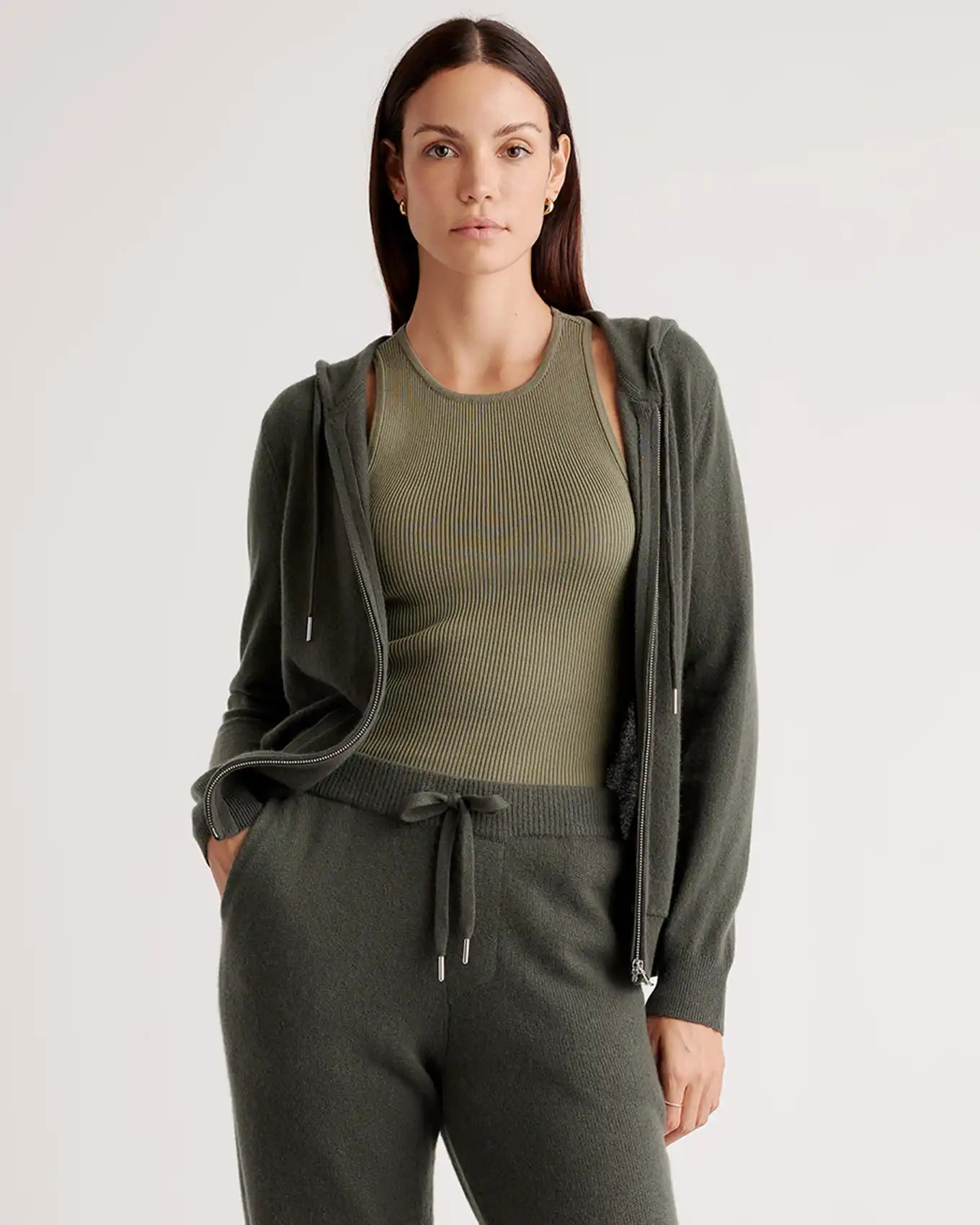Mongolian Spring Cashmere Full-Zip Hoodie