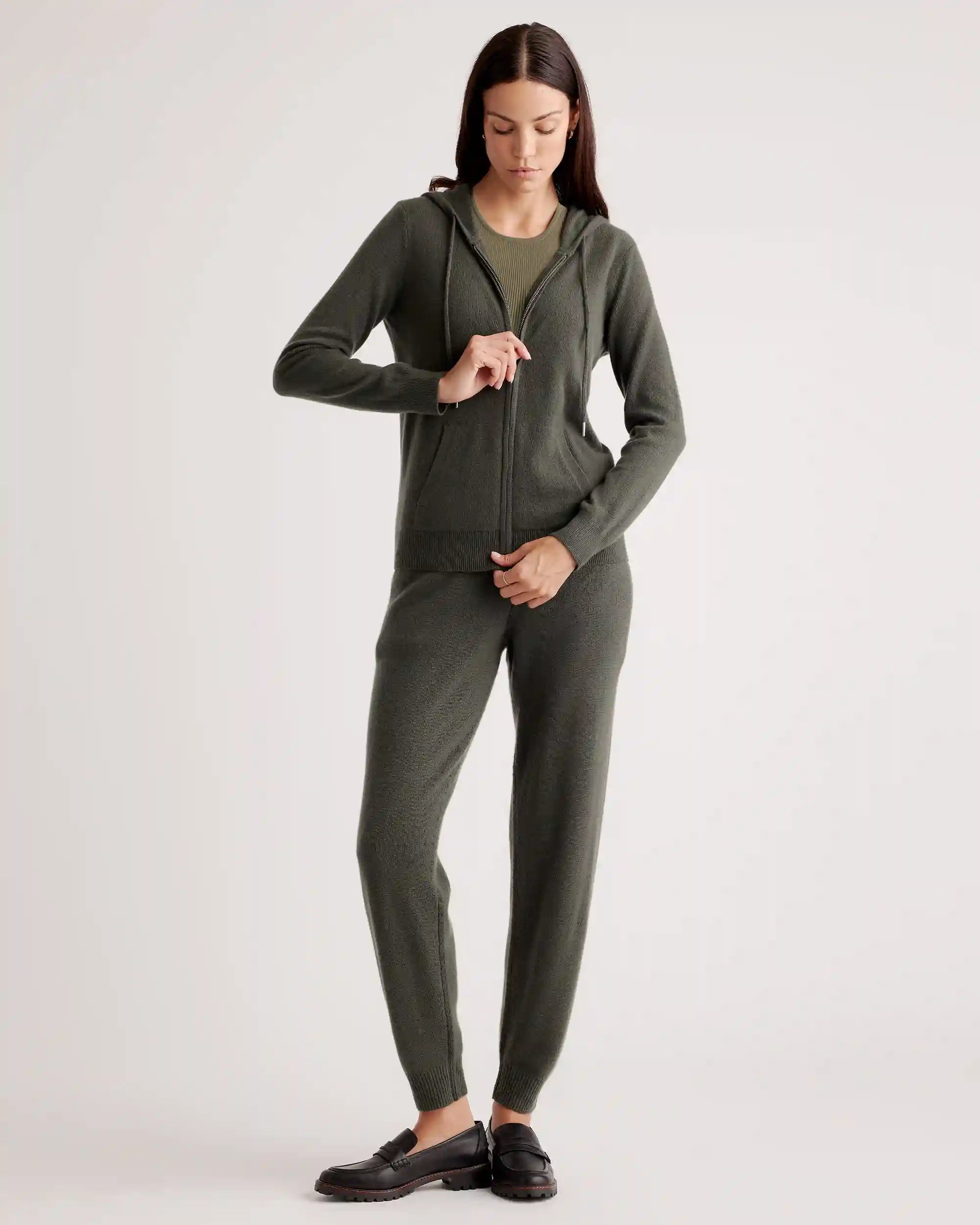 Mongolian Spring Cashmere Full-Zip Hoodie
