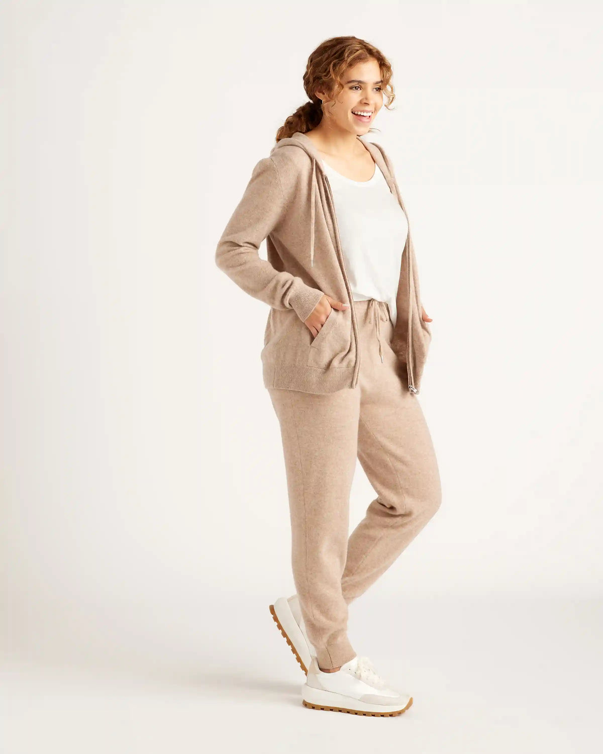 Mongolian Spring Cashmere Full-Zip Hoodie