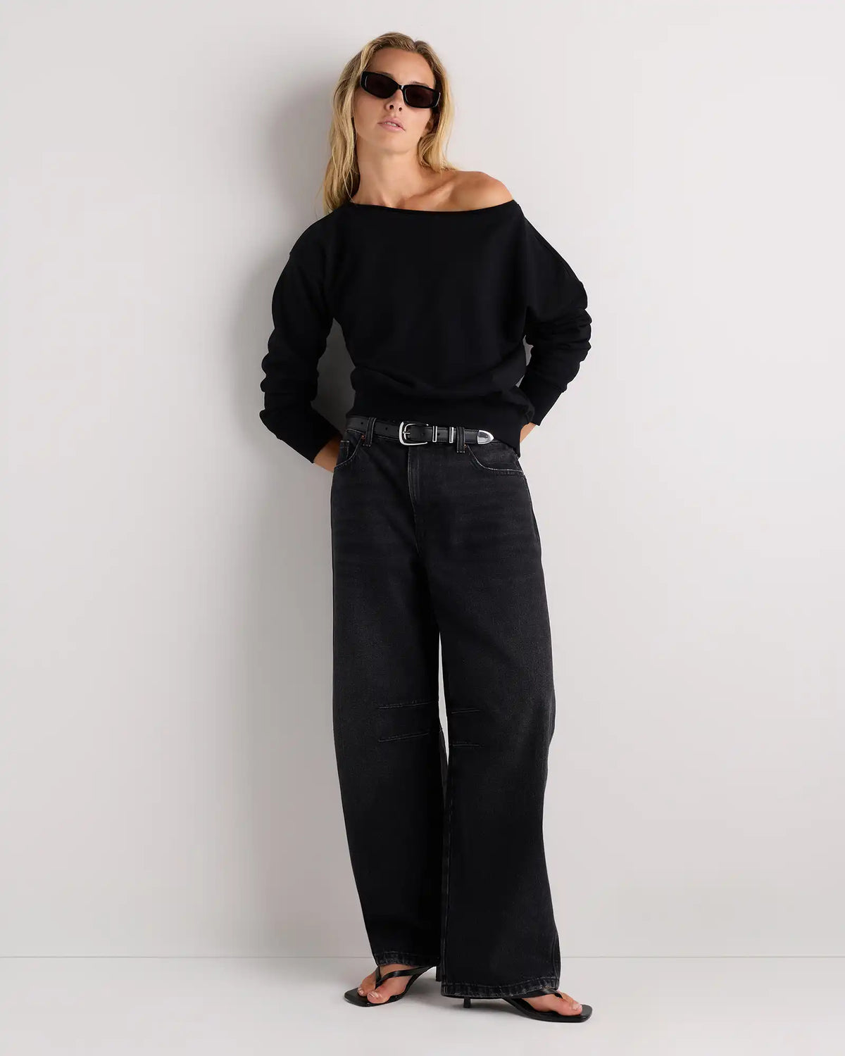 Organic French Terry Off-Shoulder Sweatshirt
