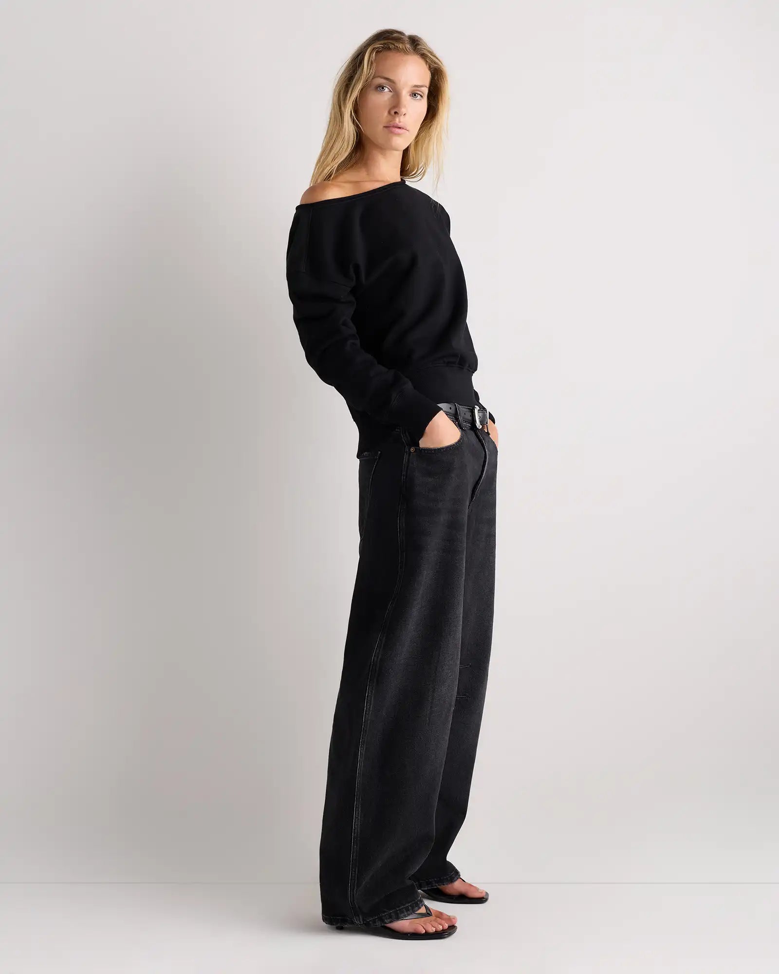 Organic French Terry Off-Shoulder Sweatshirt