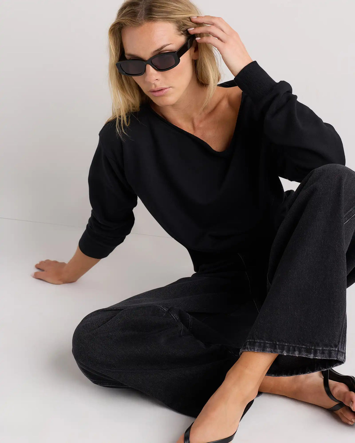 Organic French Terry Off-Shoulder Sweatshirt