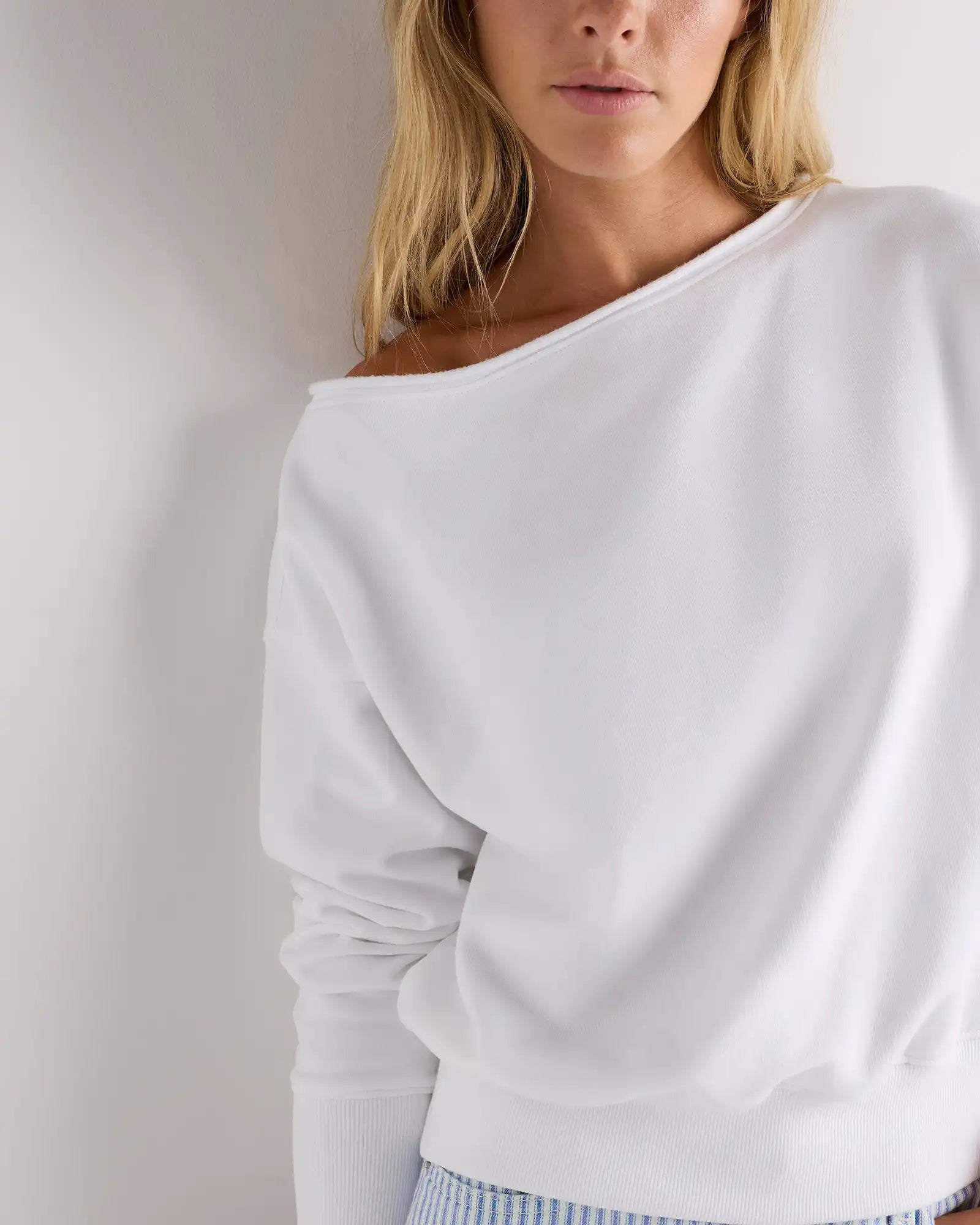 Organic French Terry Off-Shoulder Sweatshirt