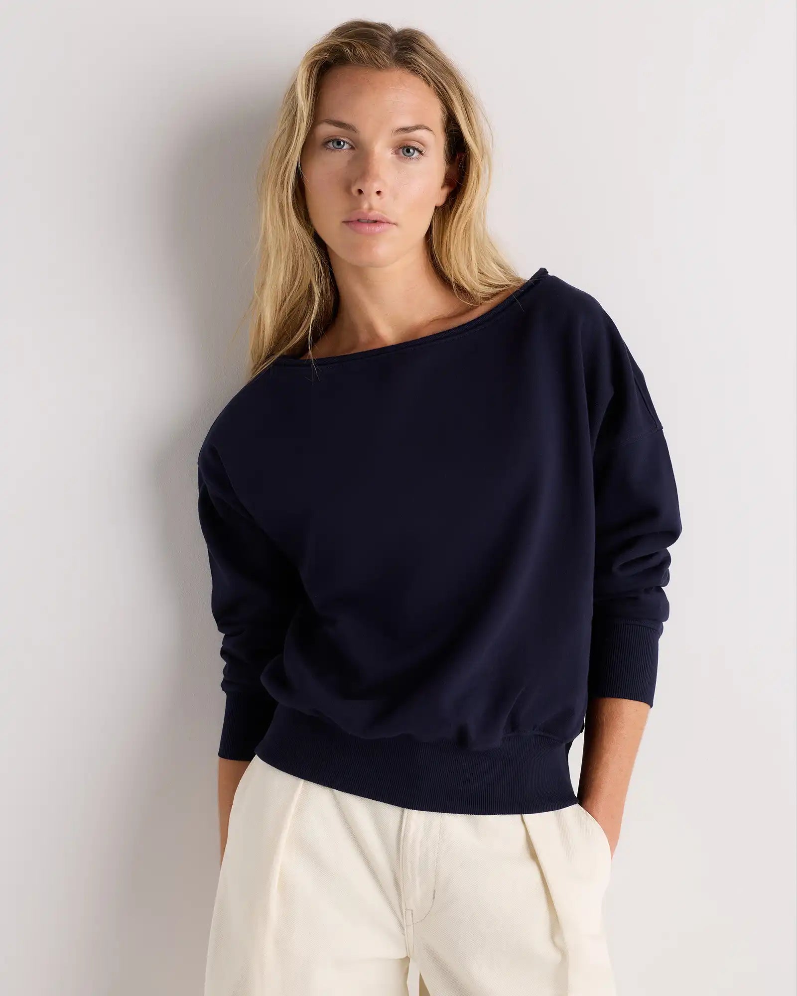 Organic French Terry Off-Shoulder Sweatshirt