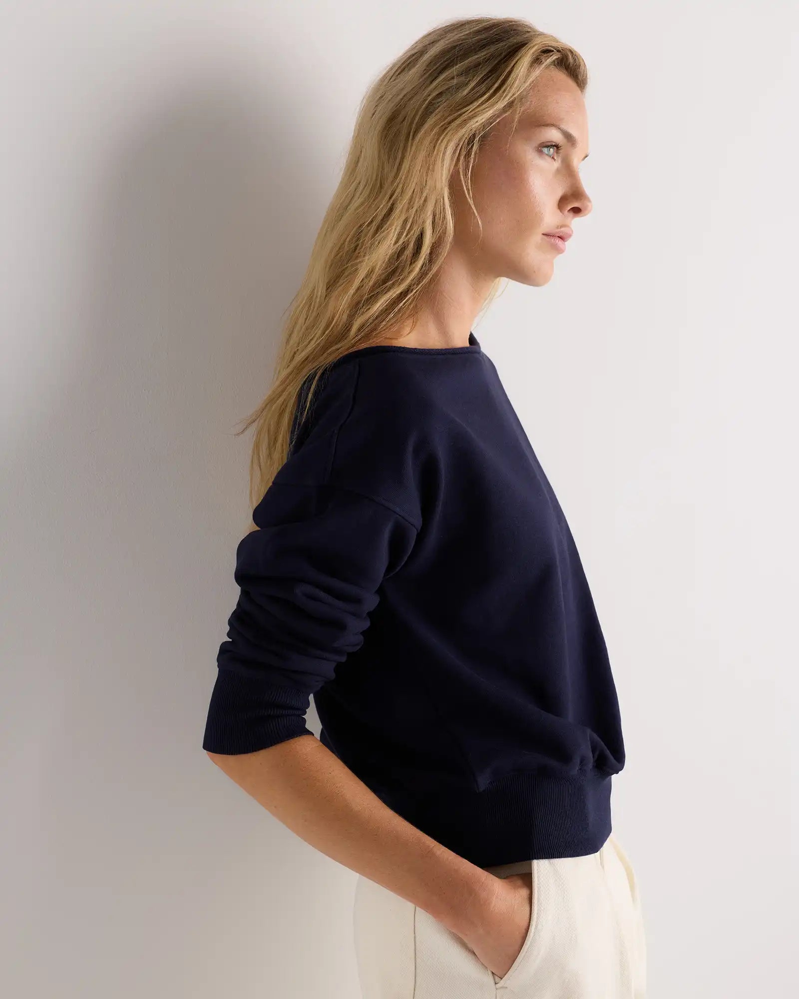 Organic French Terry Off-Shoulder Sweatshirt