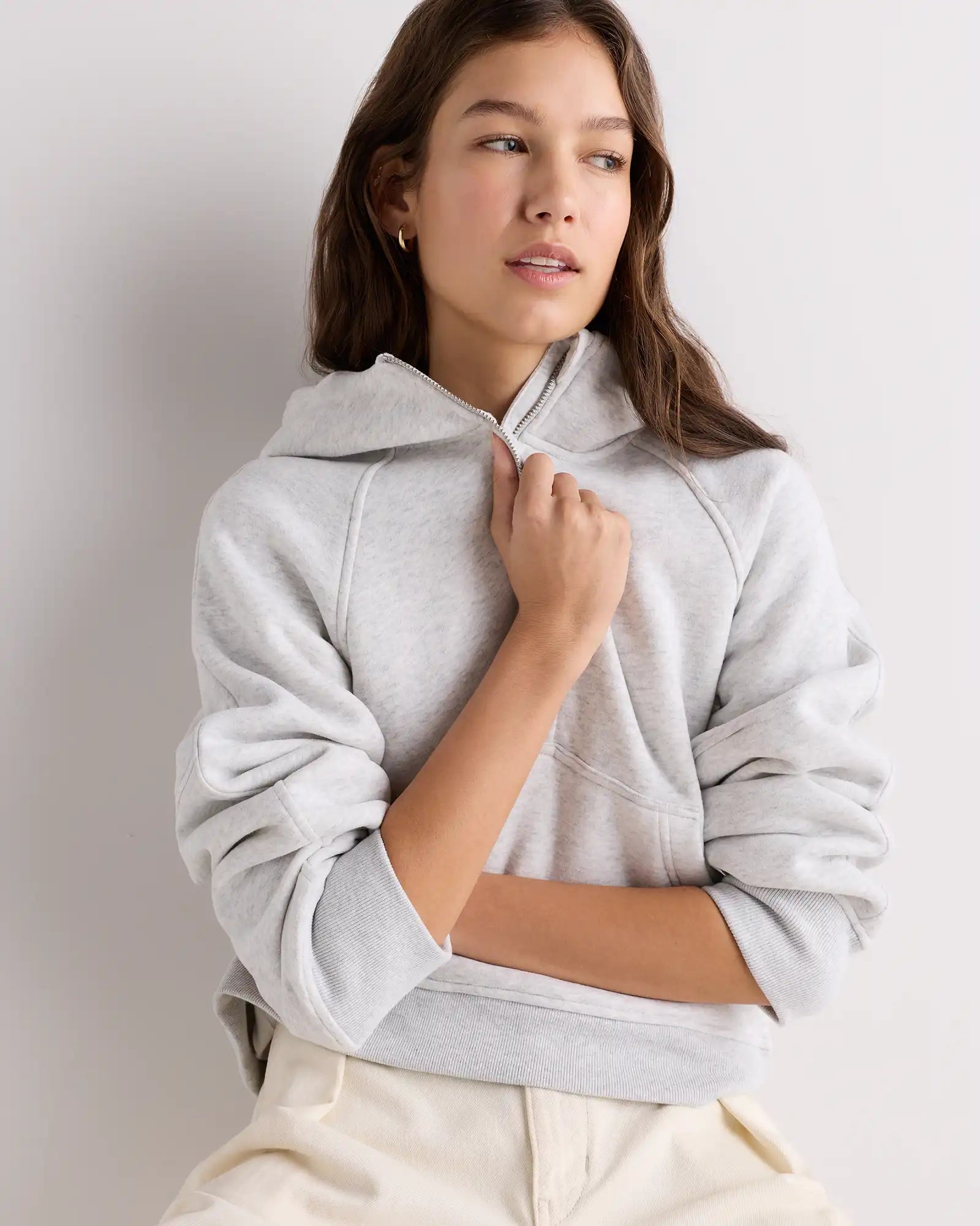 Everyday Fleece Cropped Half Zip Hoodie