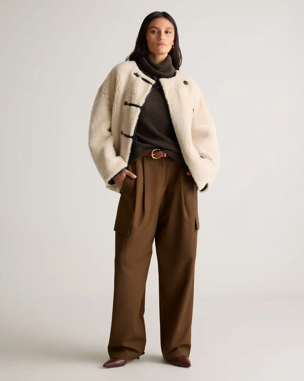 100% Shearling Duffle Jacket
