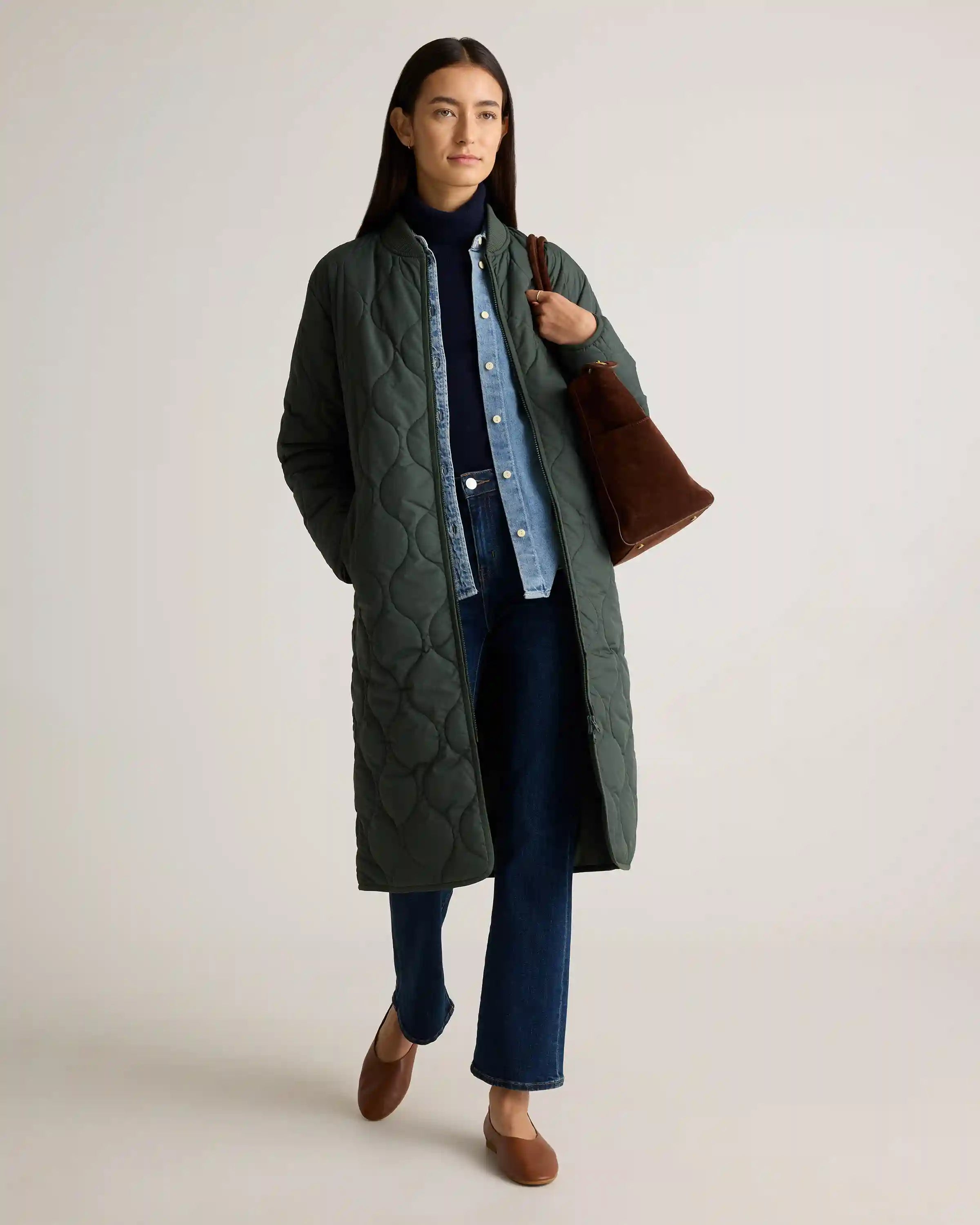 Featherless Quilted Puffer Long Coat