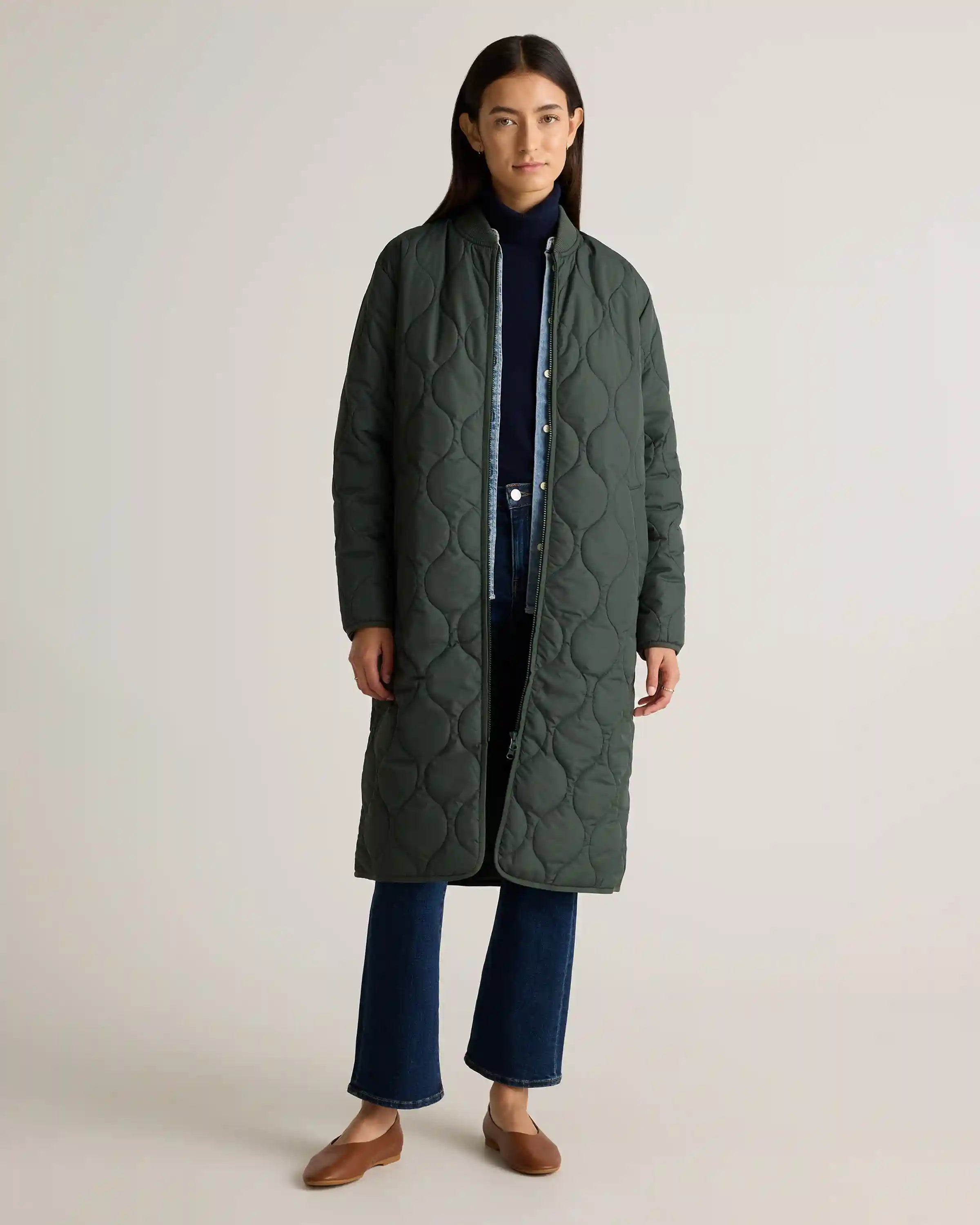 Featherless Quilted Puffer Long Coat