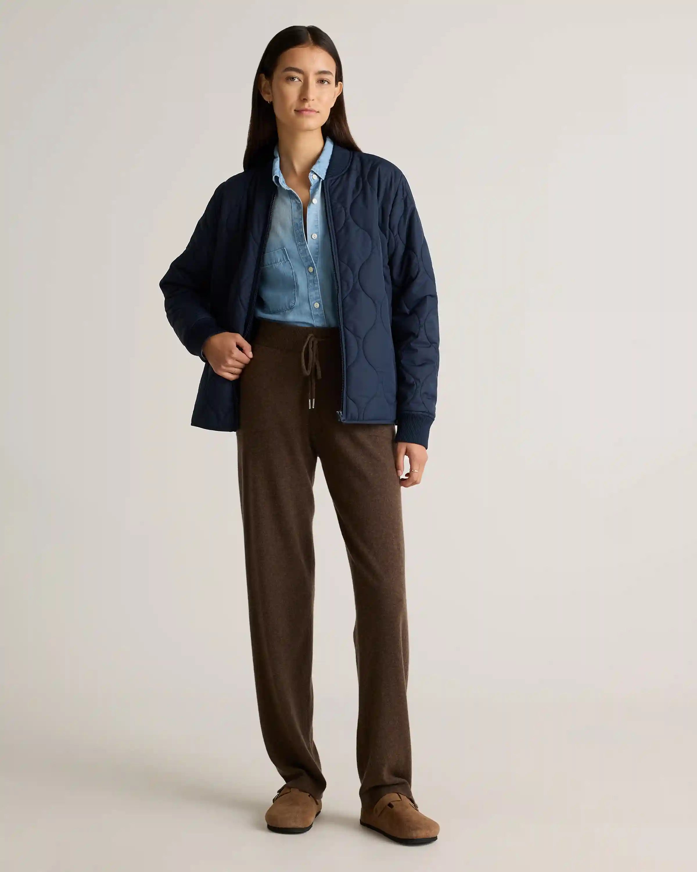 Featherless Quilted Puffer Bomber Jacket