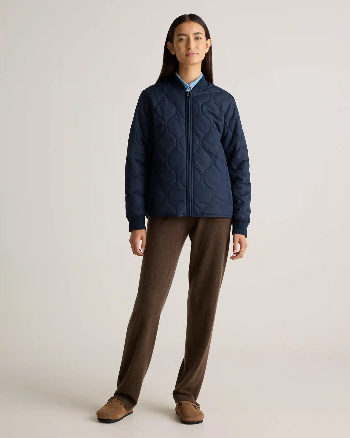 Featherless Quilted Puffer Bomber Jacket