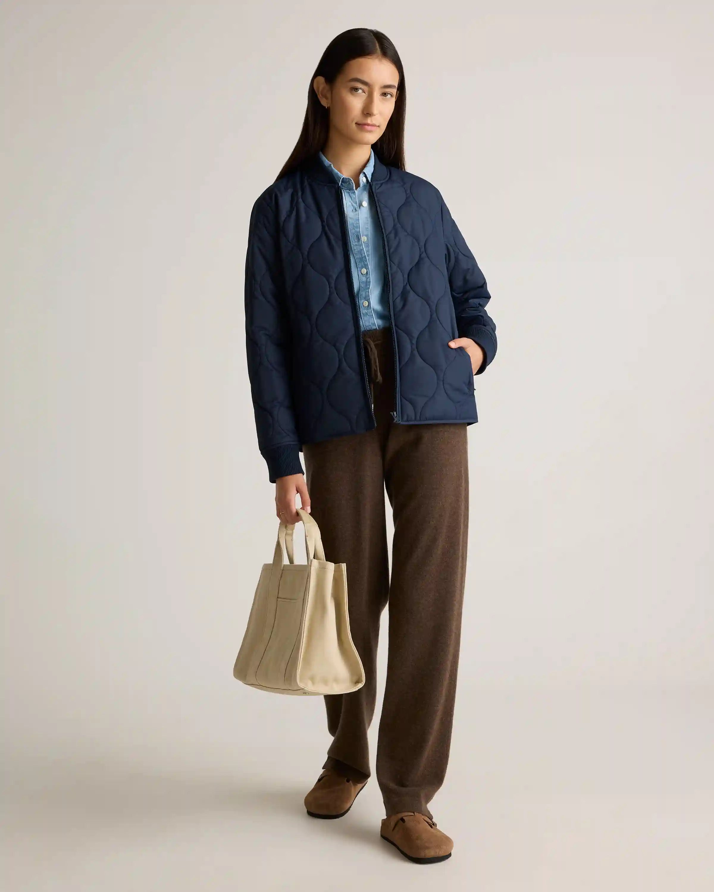 Featherless Quilted Puffer Bomber Jacket