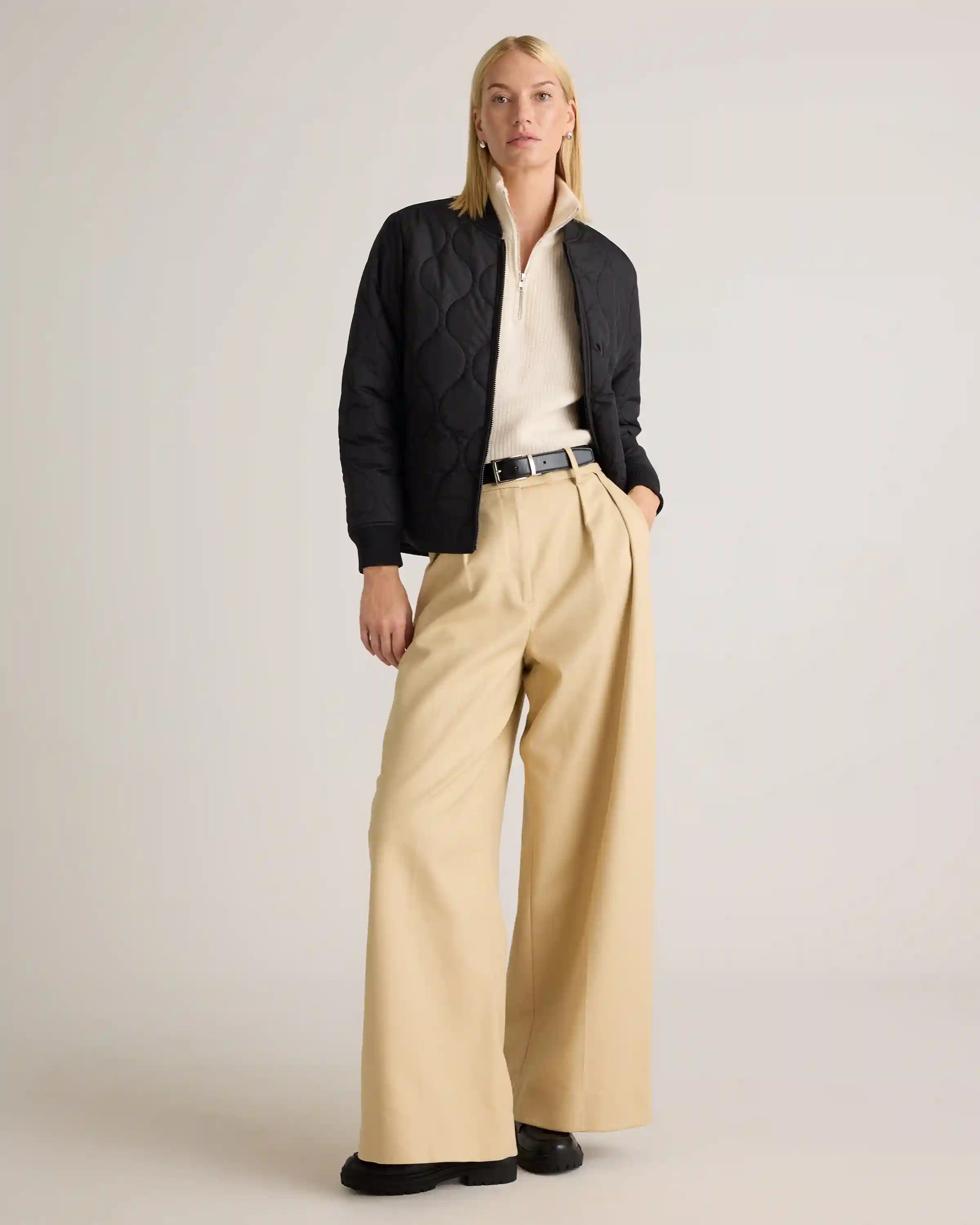 Featherless Quilted Puffer Bomber Jacket