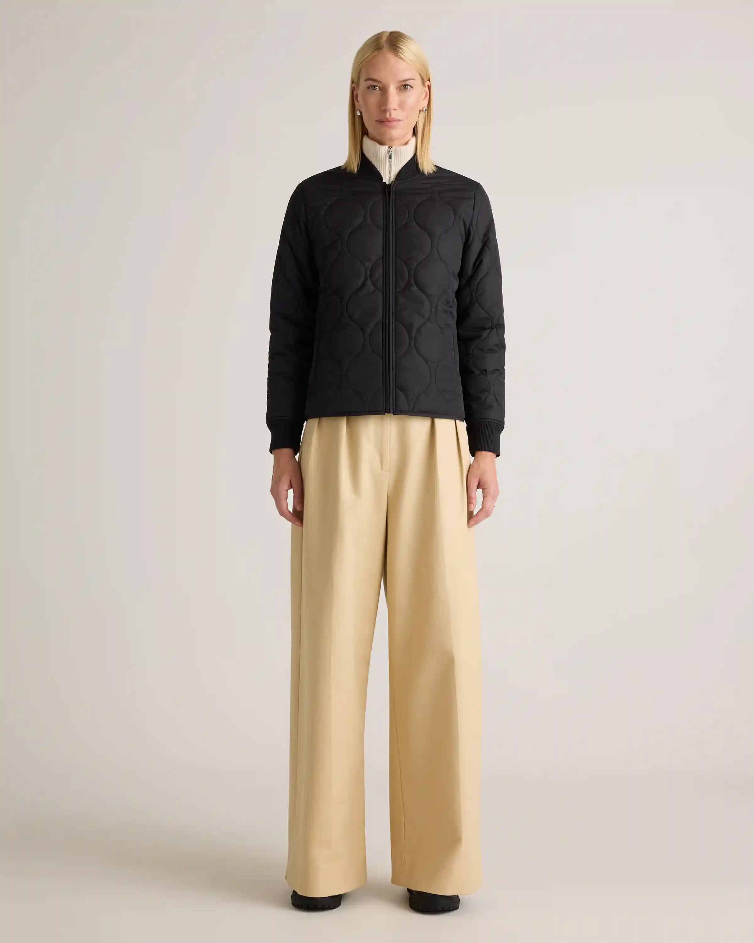 Featherless Quilted Puffer Bomber Jacket