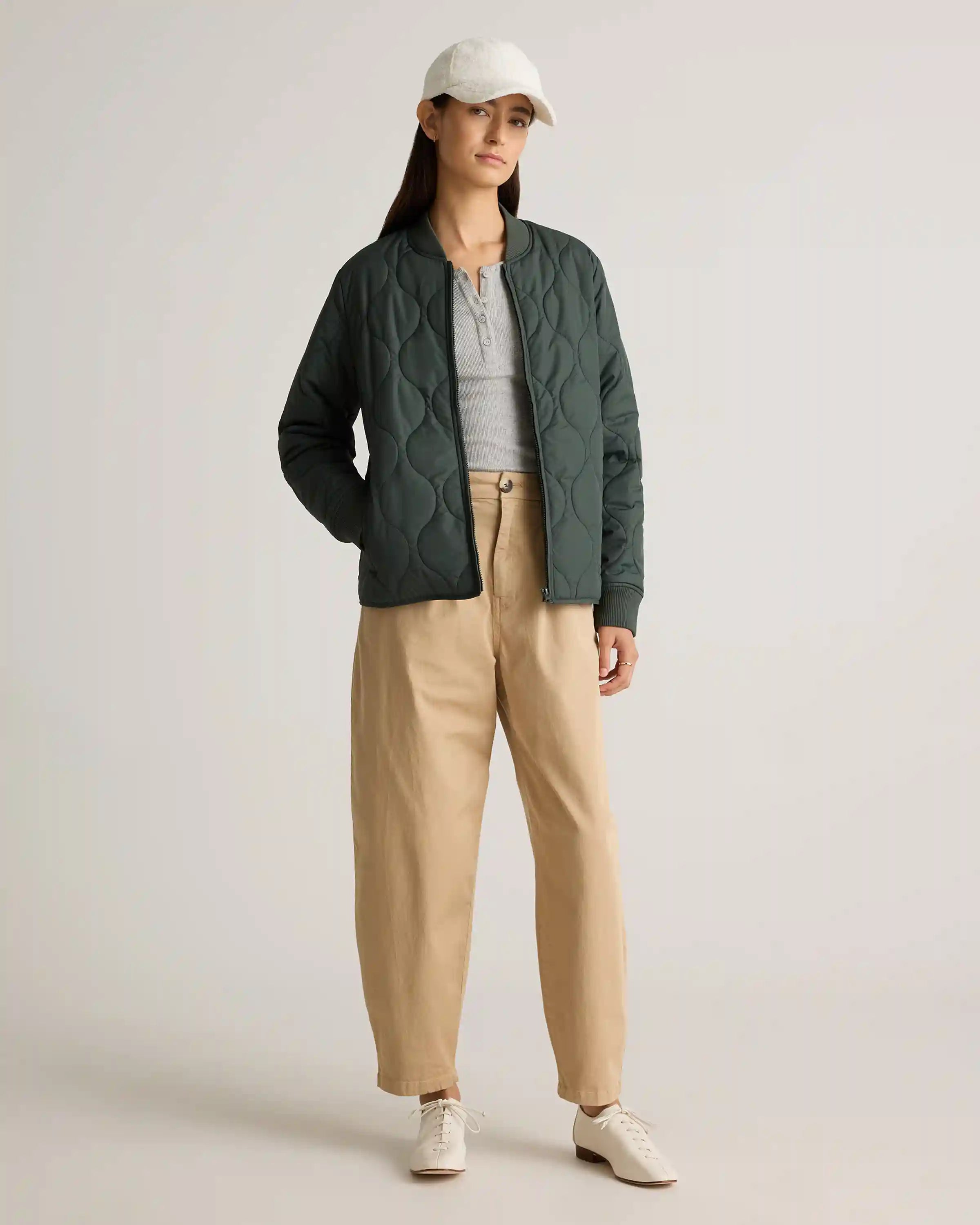 Featherless Quilted Puffer Bomber Jacket