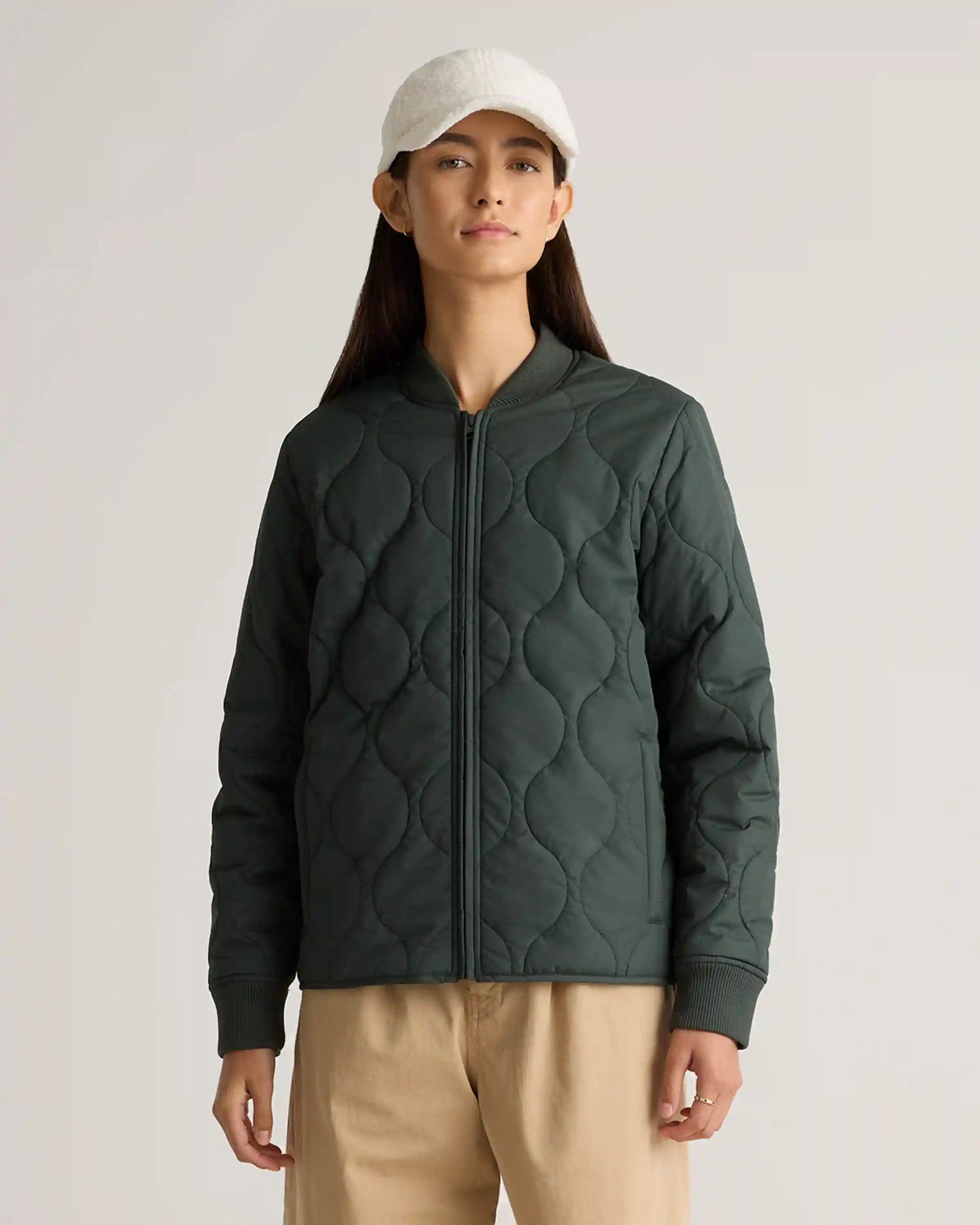 Featherless Quilted Puffer Bomber Jacket