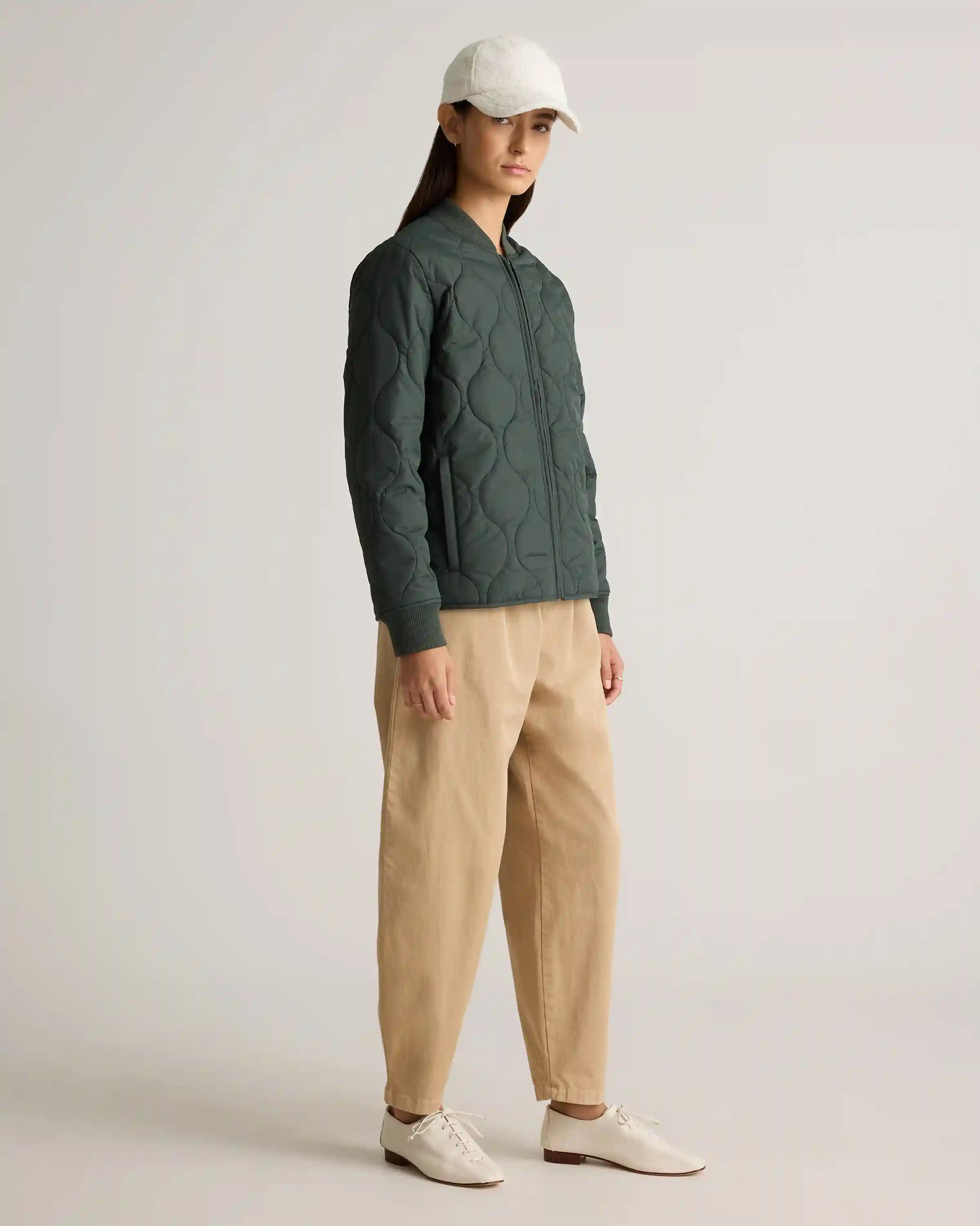Featherless Quilted Puffer Bomber Jacket