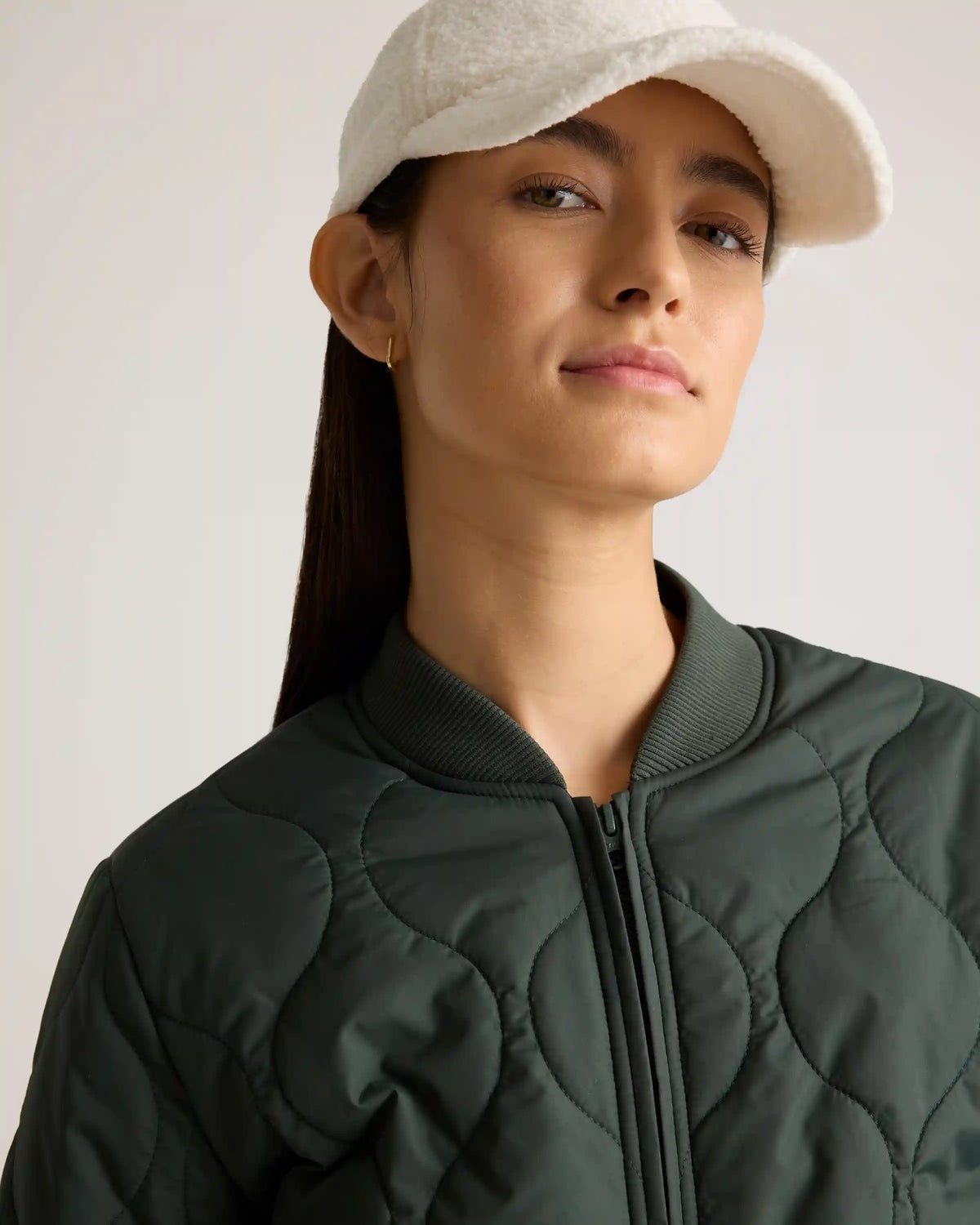 Featherless Quilted Puffer Bomber Jacket