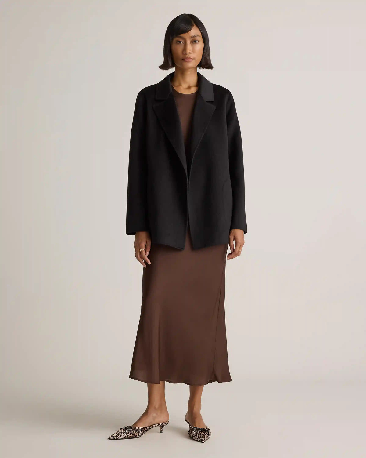 100% Mongolian Cashmere Double-Faced Open Blazer