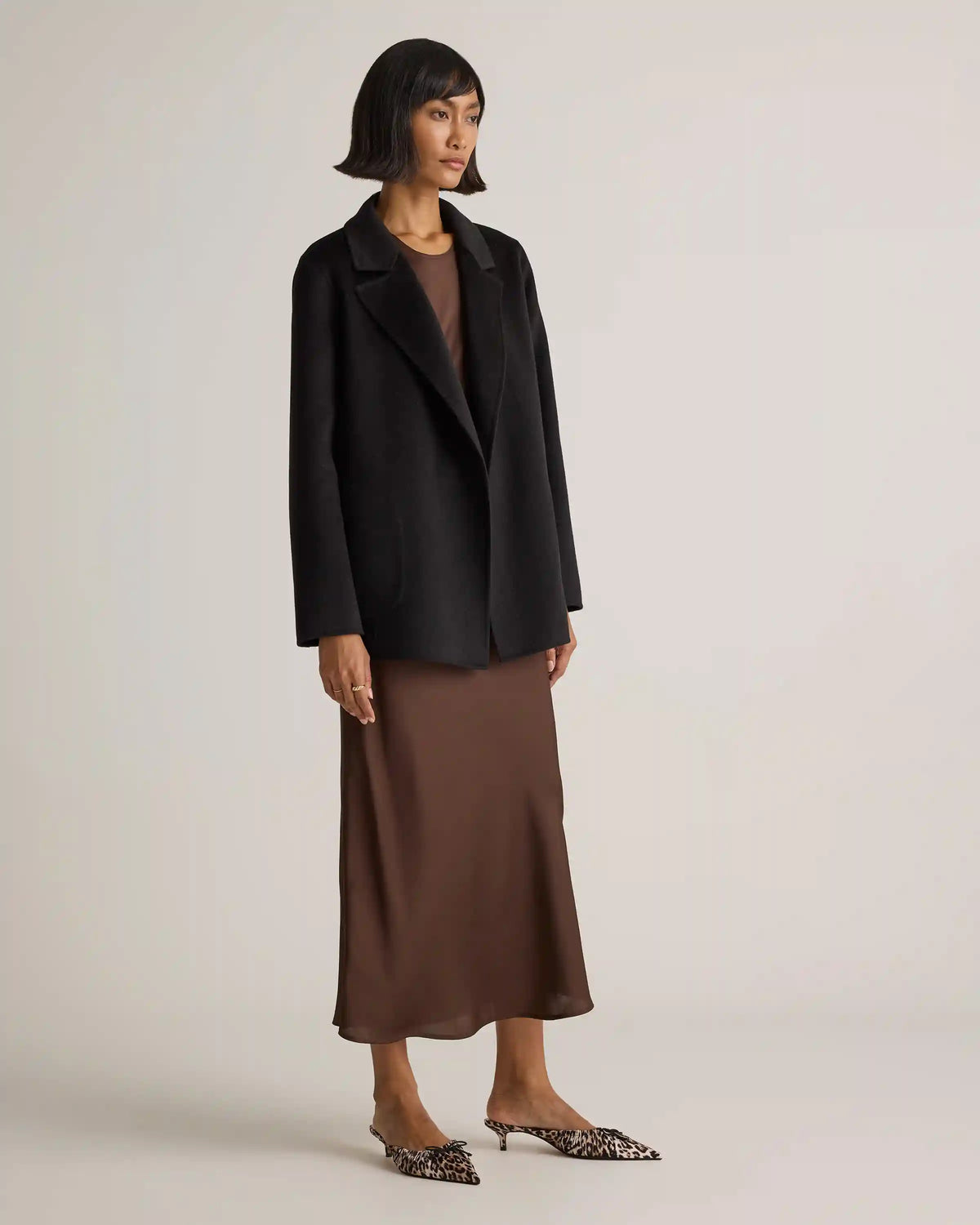 100% Mongolian Cashmere Double-Faced Open Blazer