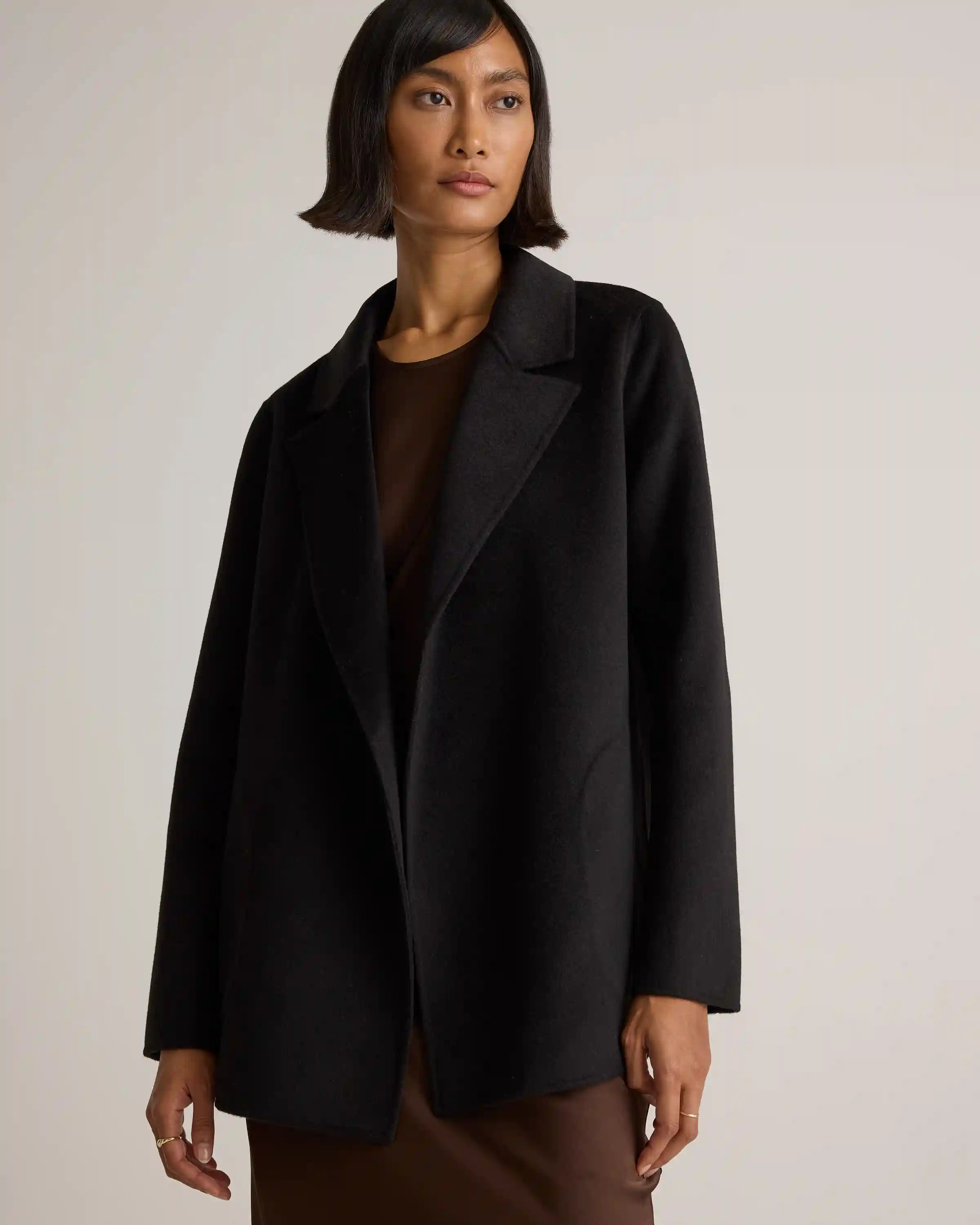 100% Mongolian Cashmere Double-Faced Open Blazer