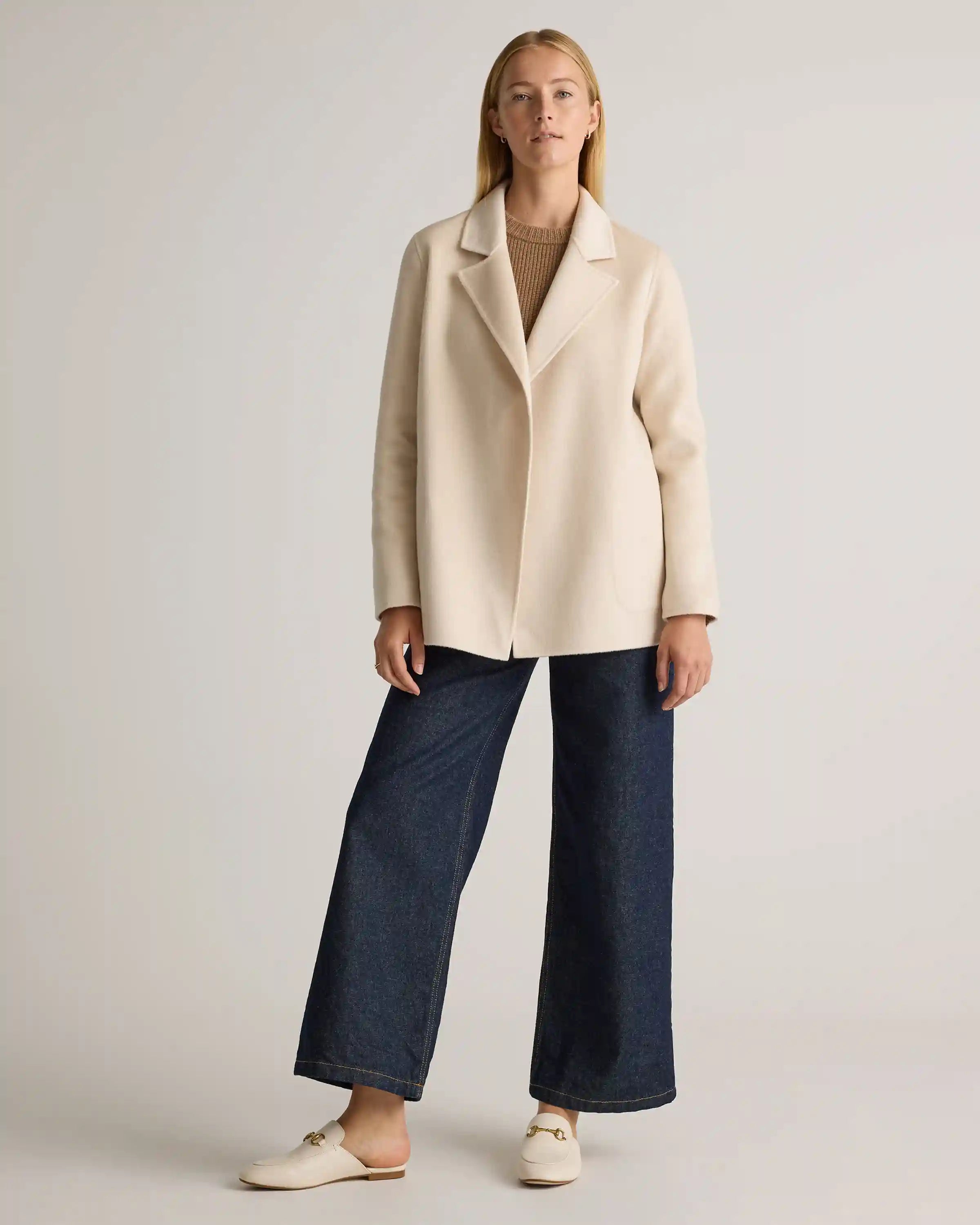 100% Mongolian Cashmere Double-Faced Open Blazer