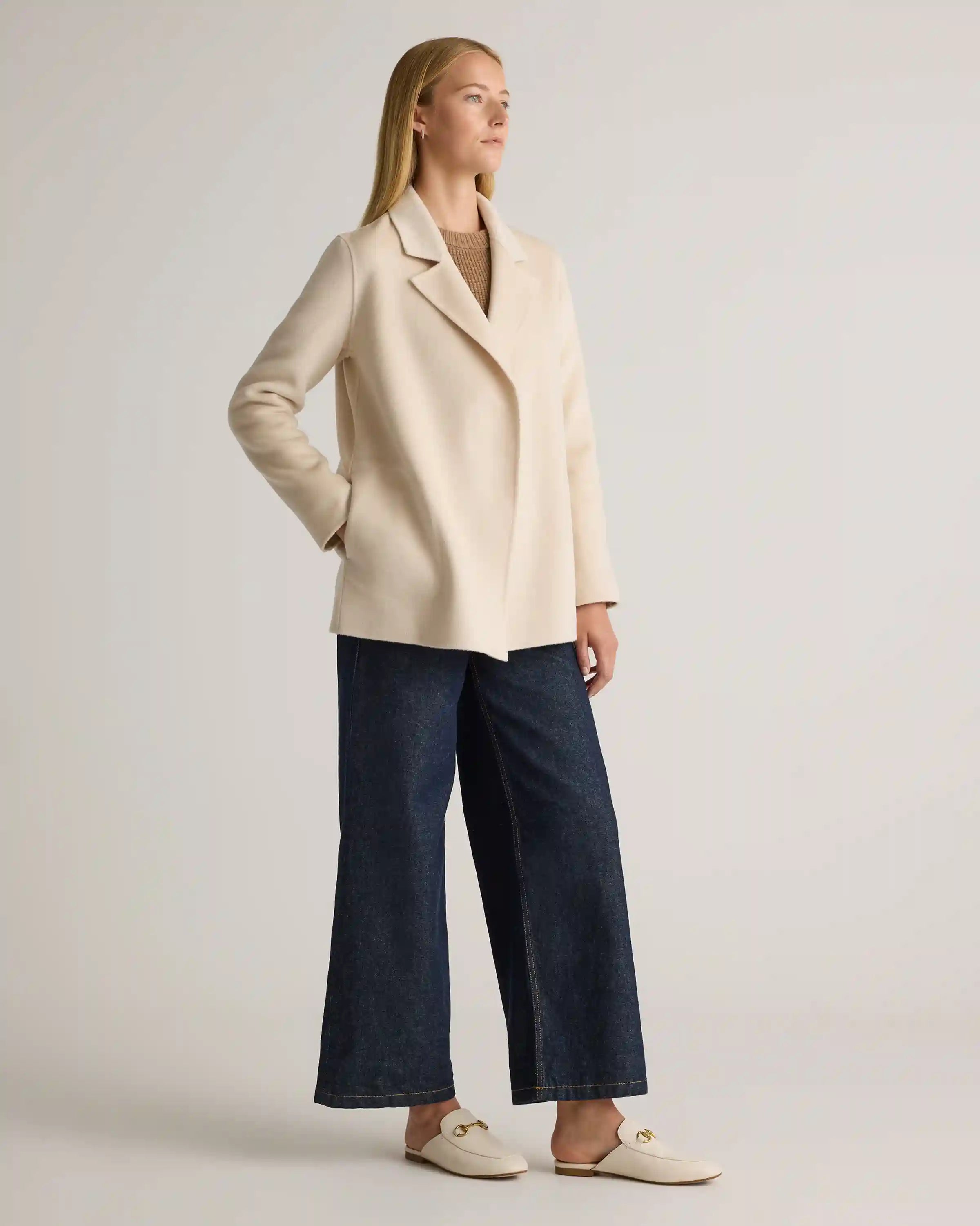 100% Mongolian Cashmere Double-Faced Open Blazer