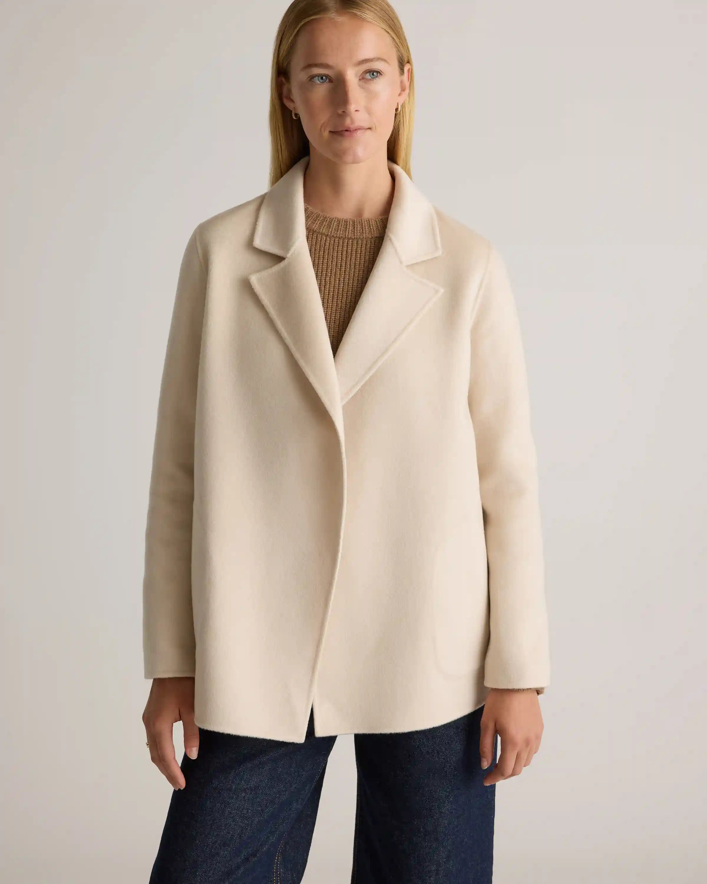 100% Mongolian Cashmere Double-Faced Open Blazer